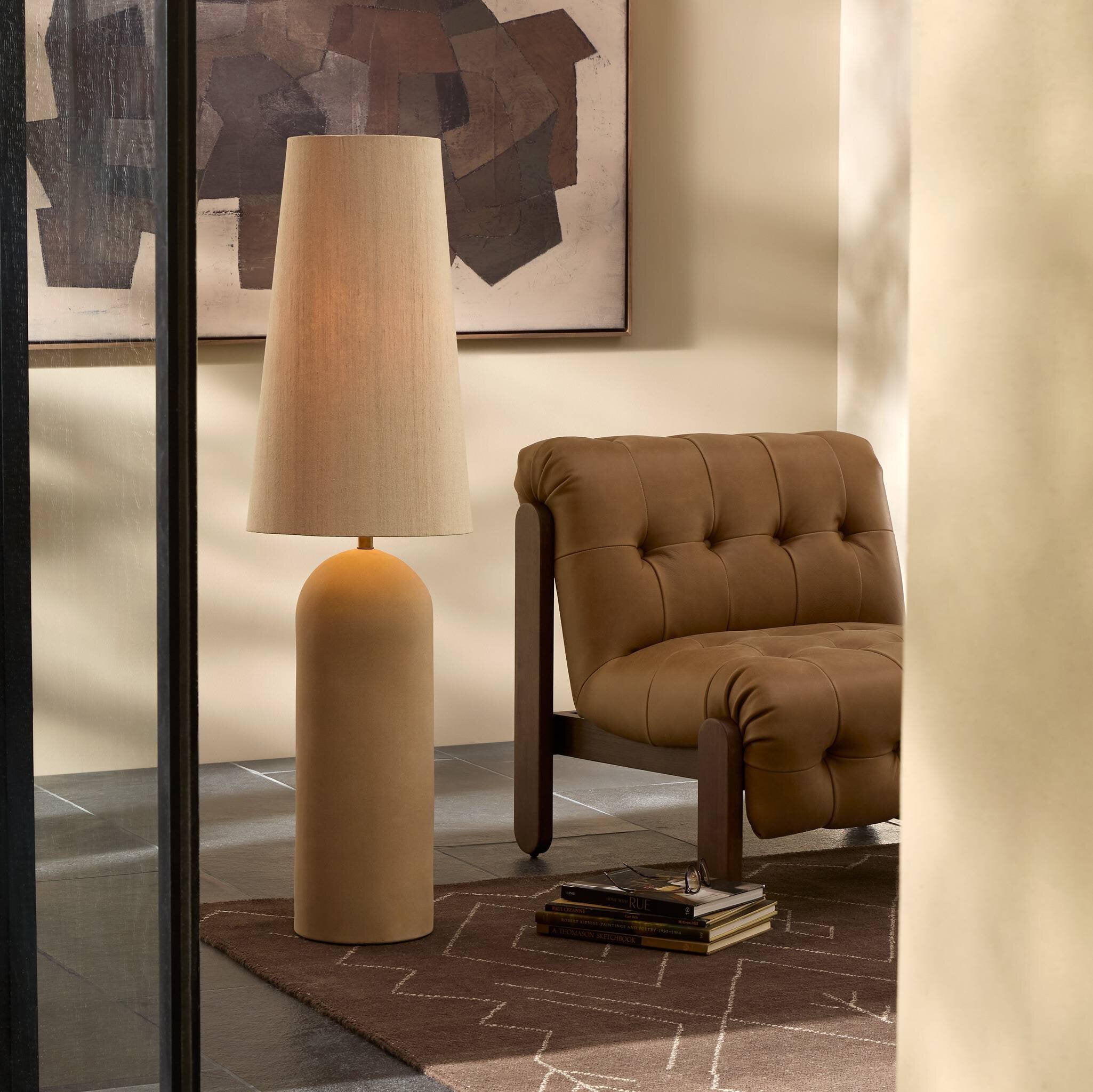 Posie Floor Lamp - Tan Speckled Ceramic