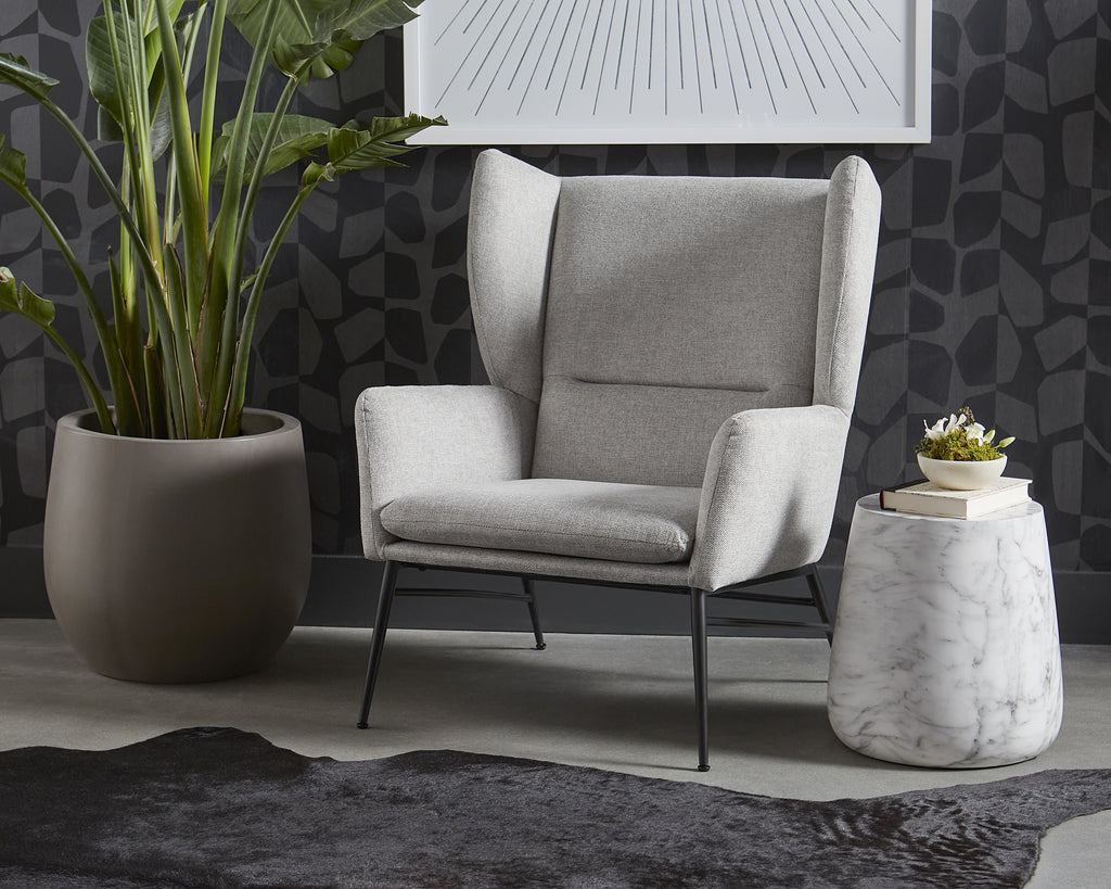 Aries End Table - Marble Look - White