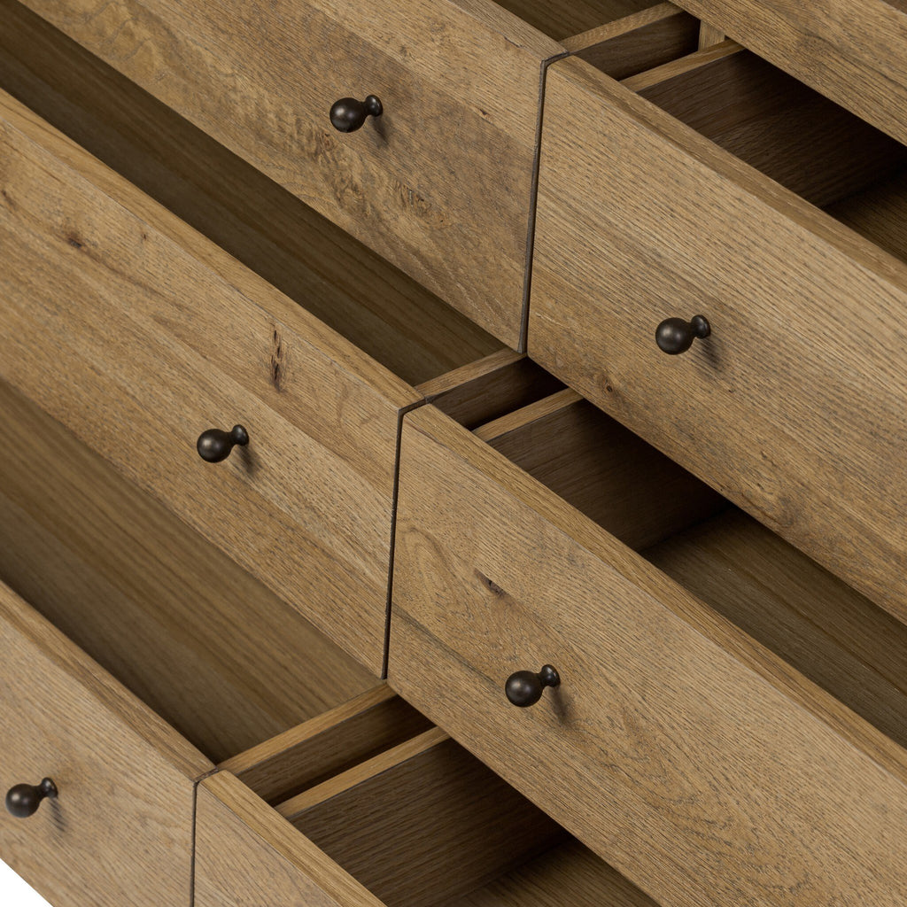 Grand 6 Drawer Dresser - Honey  Brown Oak Veneer