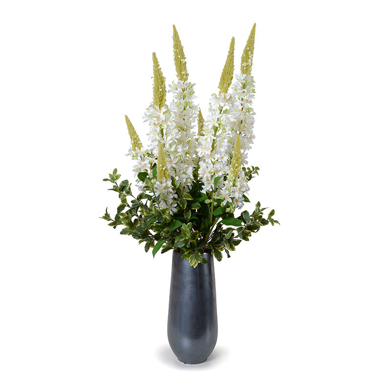 Lupine Flower Arrangement in Porcelain 36"H Metallic Black