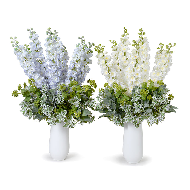 Delphinium Arrangement in Porcelain 34"H Blue / White