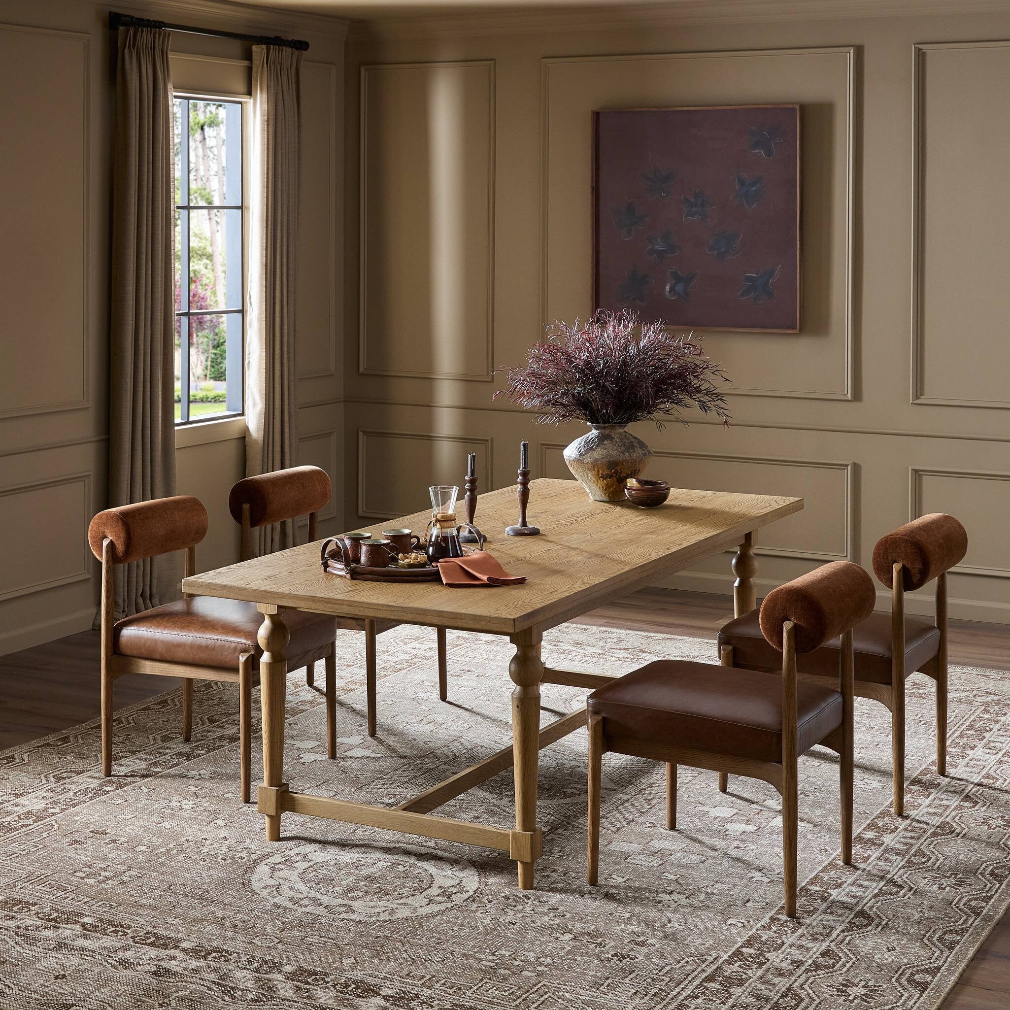 Blinn Oval Leaf Extension Dining Table - Worn Oak Veneer