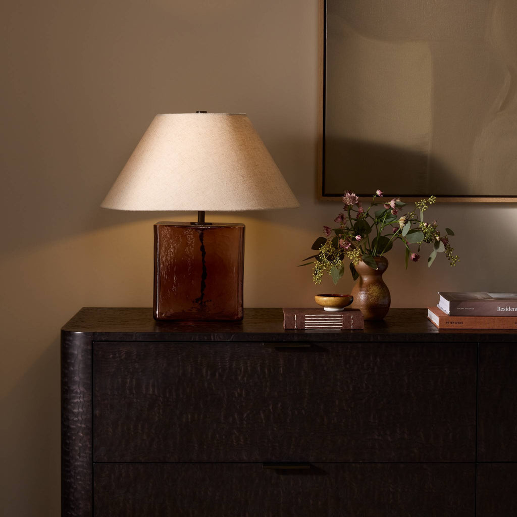 Saylor Table Lamp - Brown Cast Glass