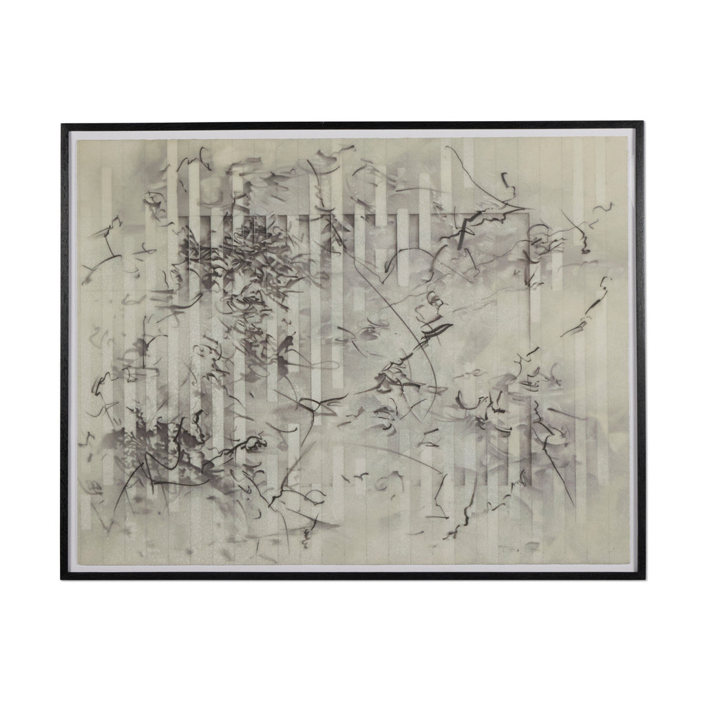 Paisaje Flotante XI by Adrian White - Black Vertical Grain 2.5 White Oak | 40" x 30"