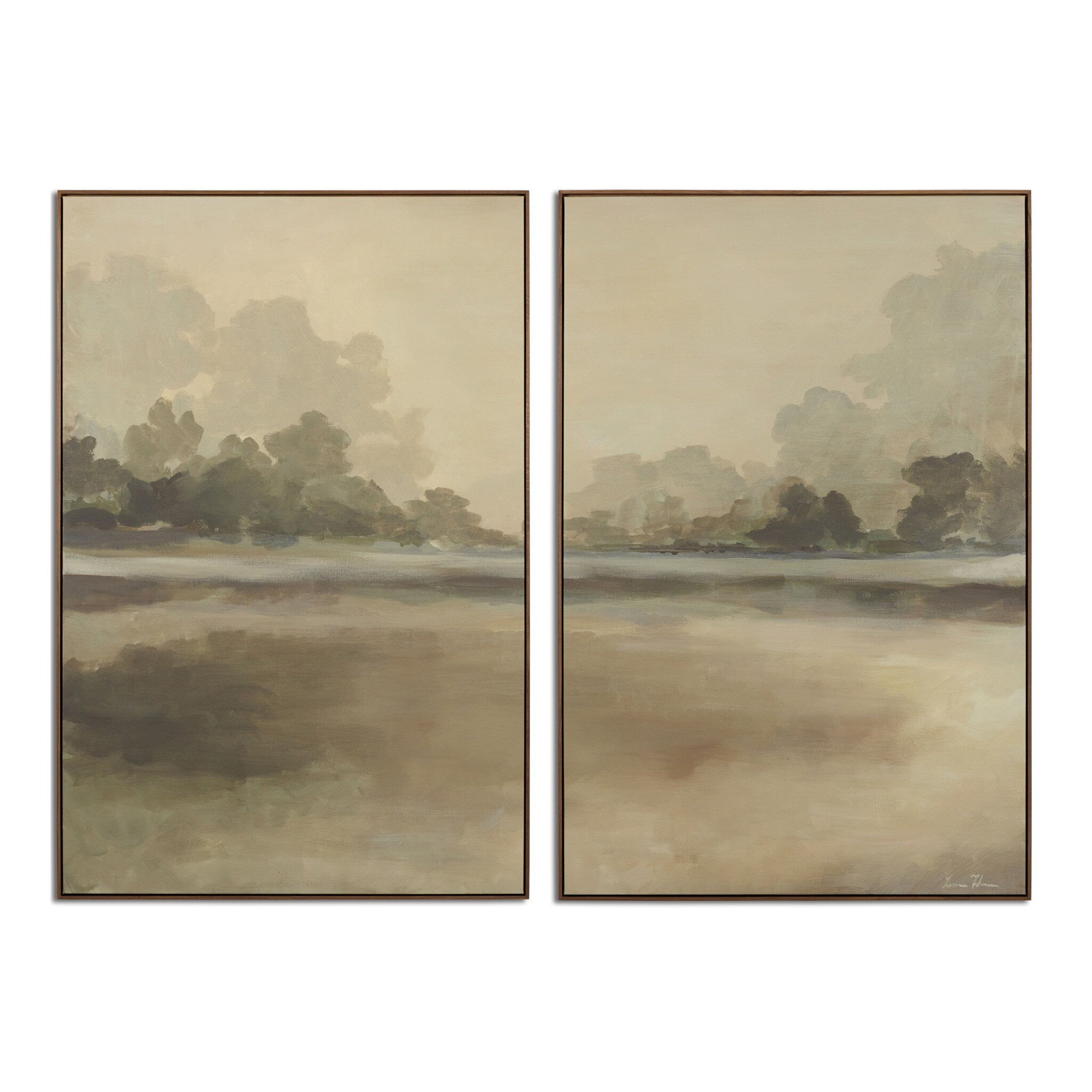 Reflections Diptych by Lauren Fuhr - Walnut Floater | 55" x 40"