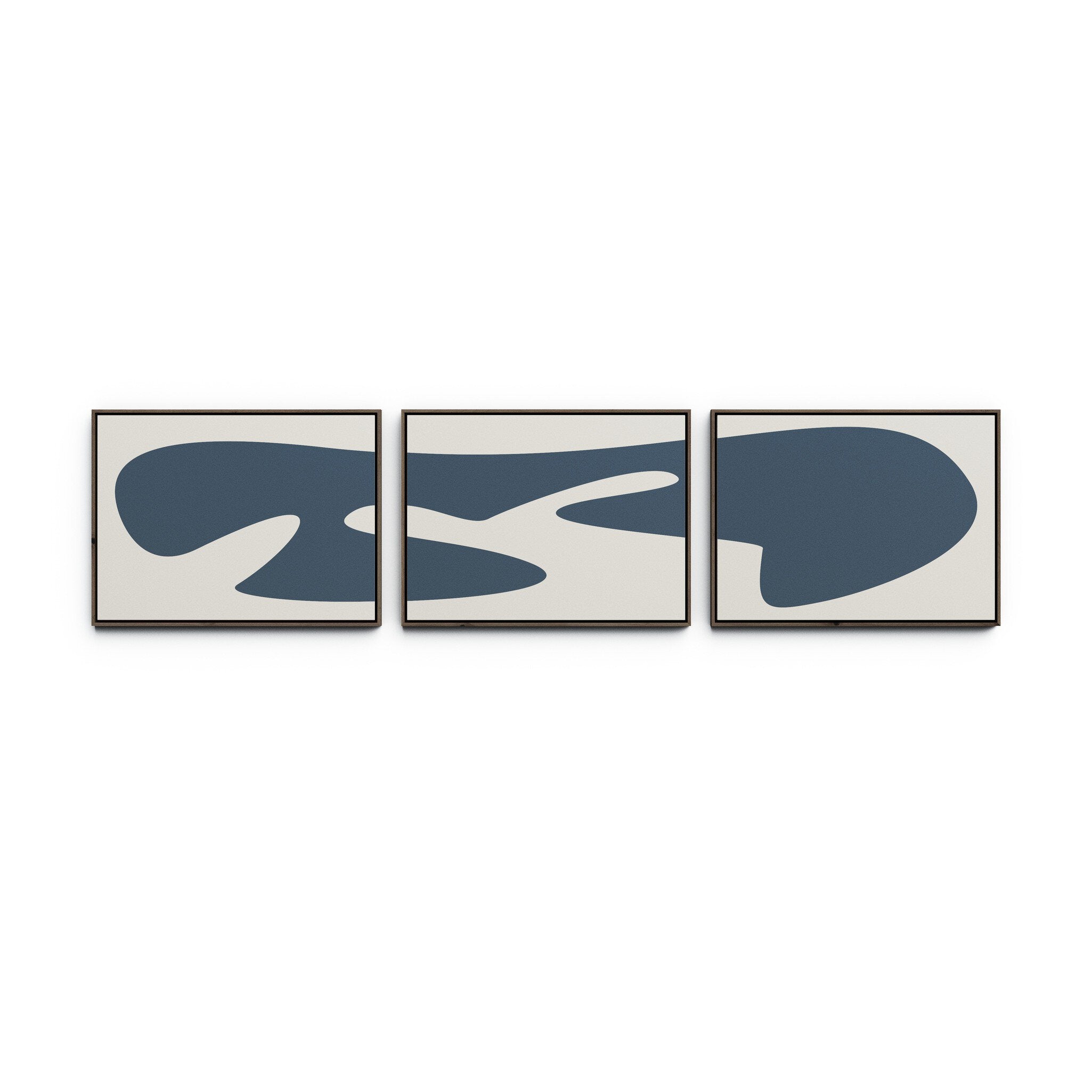 Organic Curves 3 Triptych by FH Art Studio - Rustic Walnut Floater | 96" x 24"