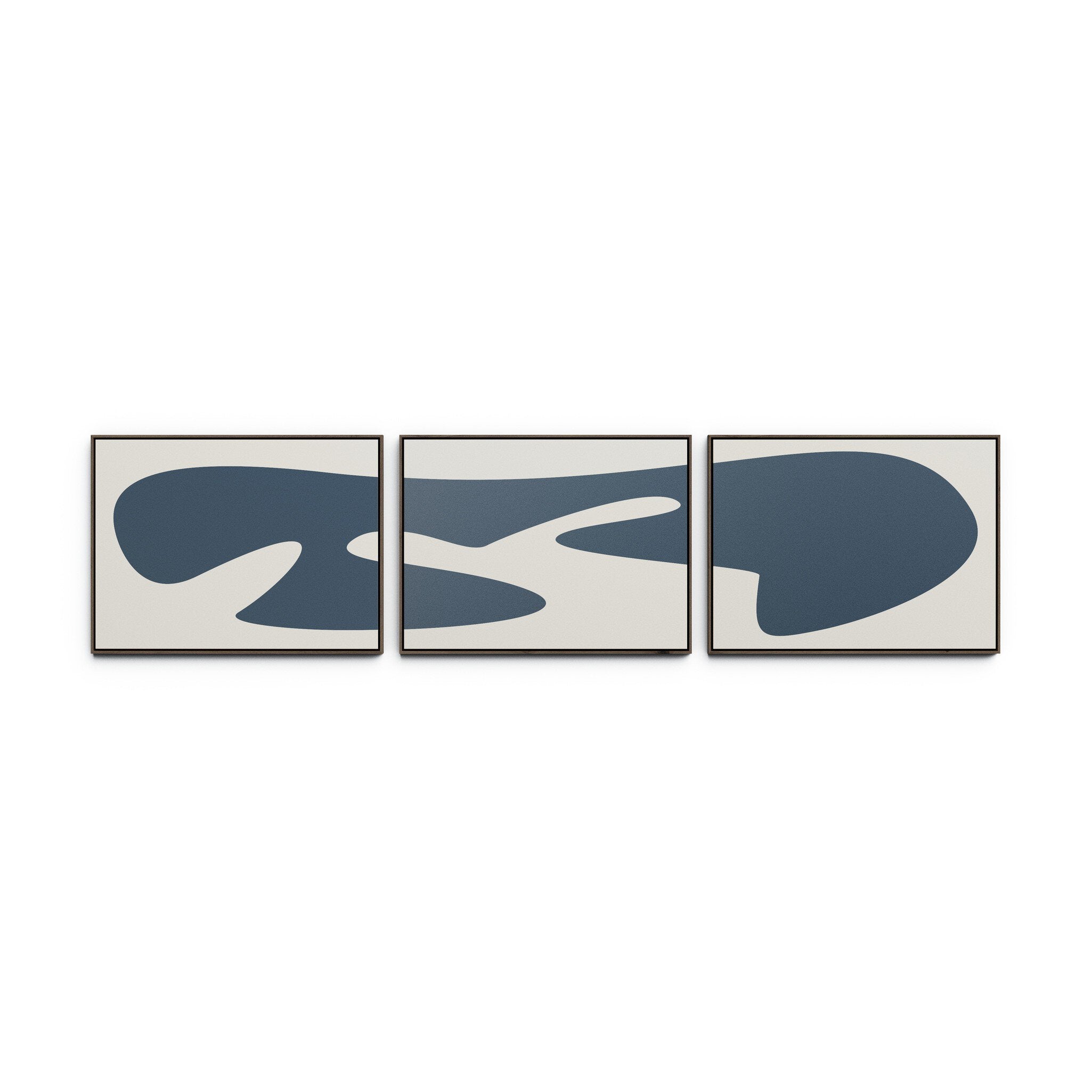 Organic Curves 3 Triptych by FH Art Studio - Rustic Walnut Floater | 120" x 30"