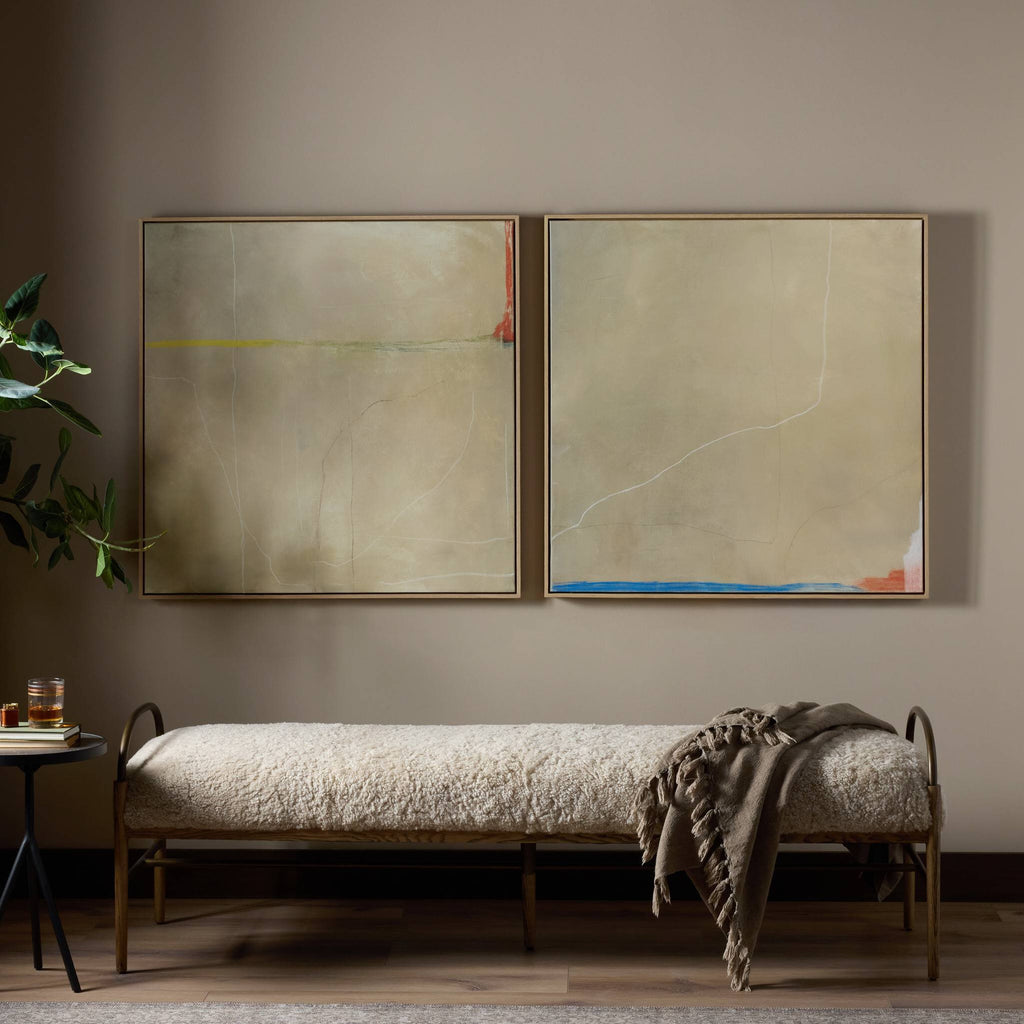 Lines Diptych by Lauren Fuhr - Vertical Grain White Oak Floater