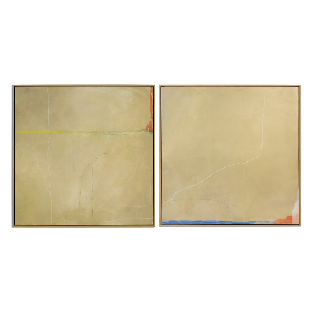 Lines Diptych by Lauren Fuhr - Vertical Grain White Oak Floater