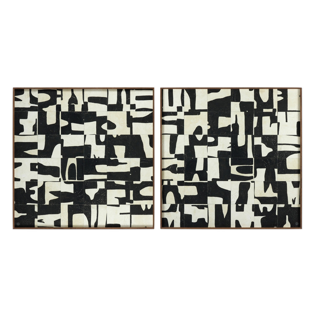 Ancestral I Diptych by Douglas Galloway - Walnut Floater