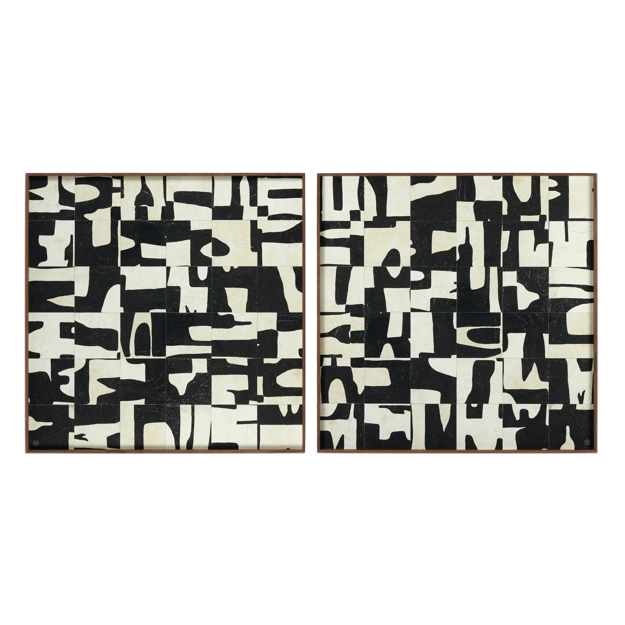 Ancestral I Diptych by Douglas Galloway - Walnut Floater