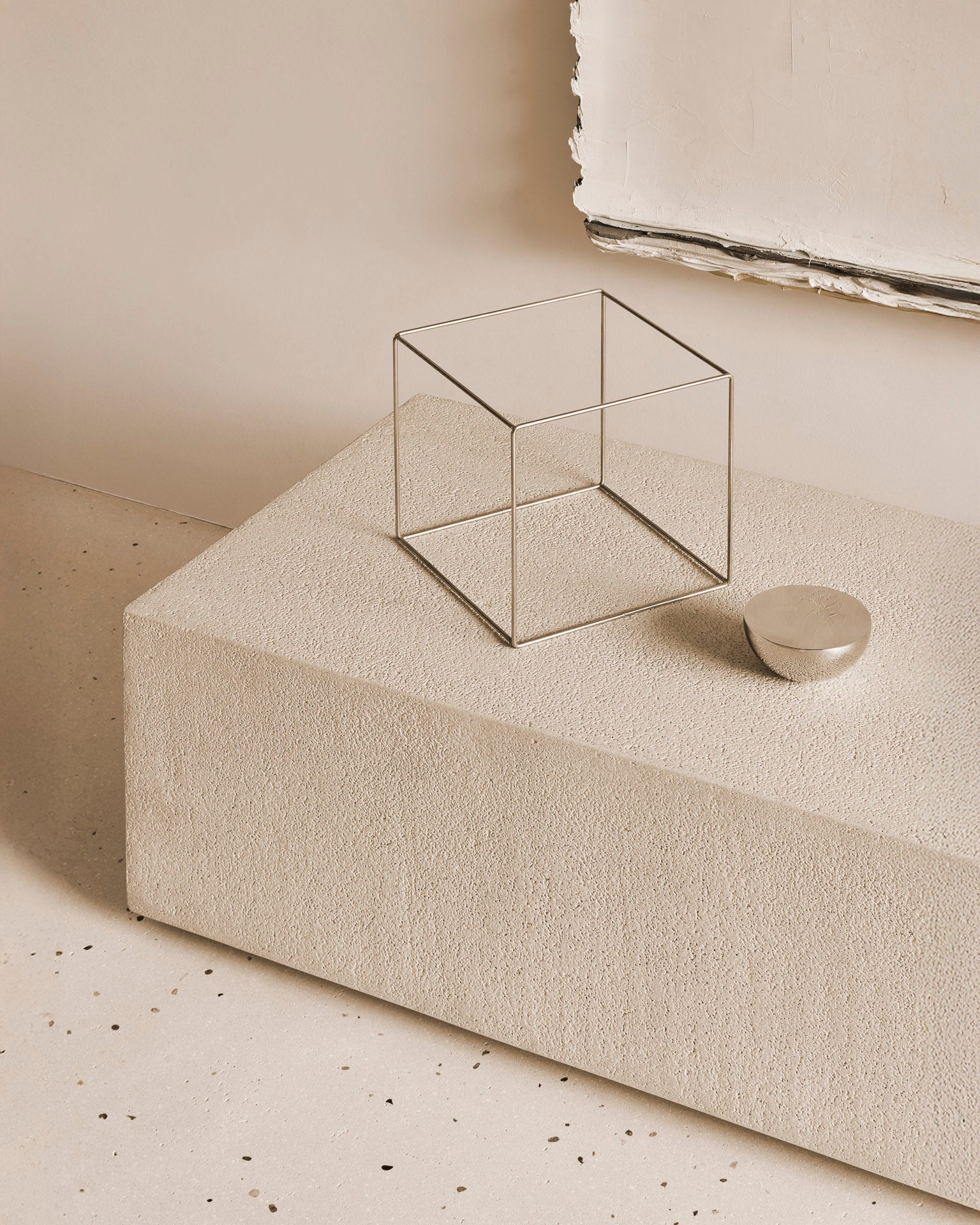 Elements Floor Shelf | Varnished Microcement | Off White