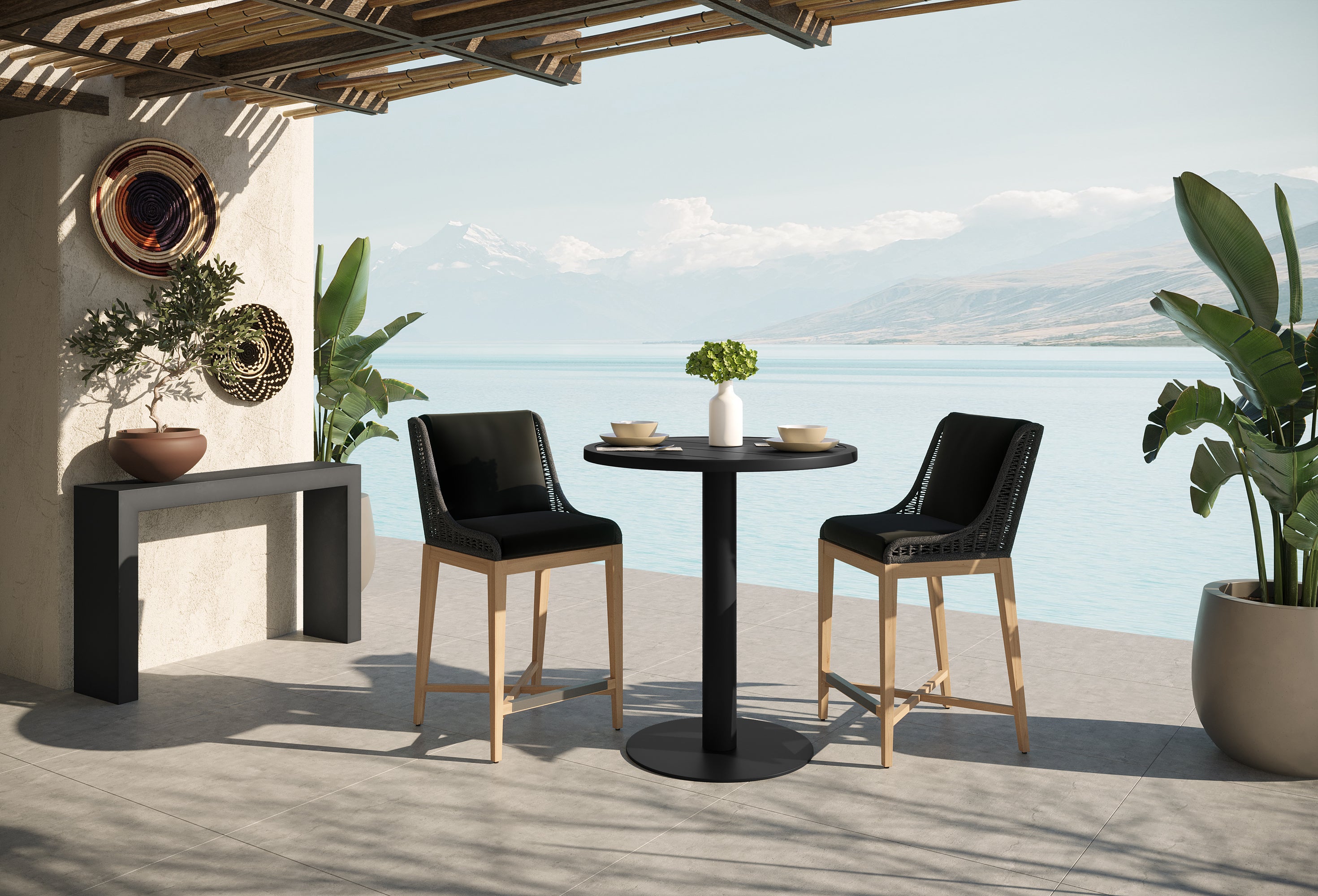 Merano Bar Table - Round - Black