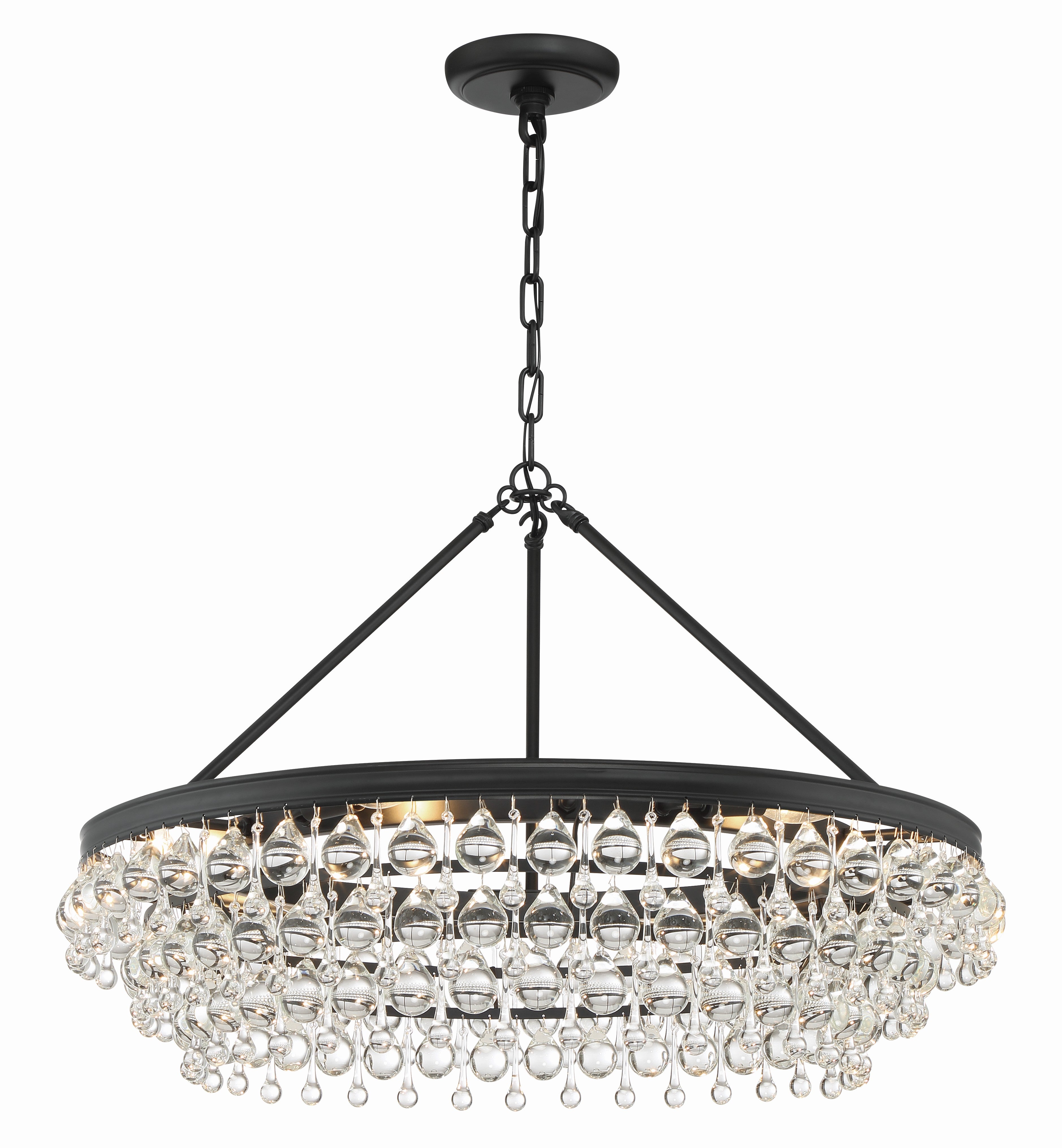 Calypso 30'' Crystal Teardrop Matte Black Chandelier