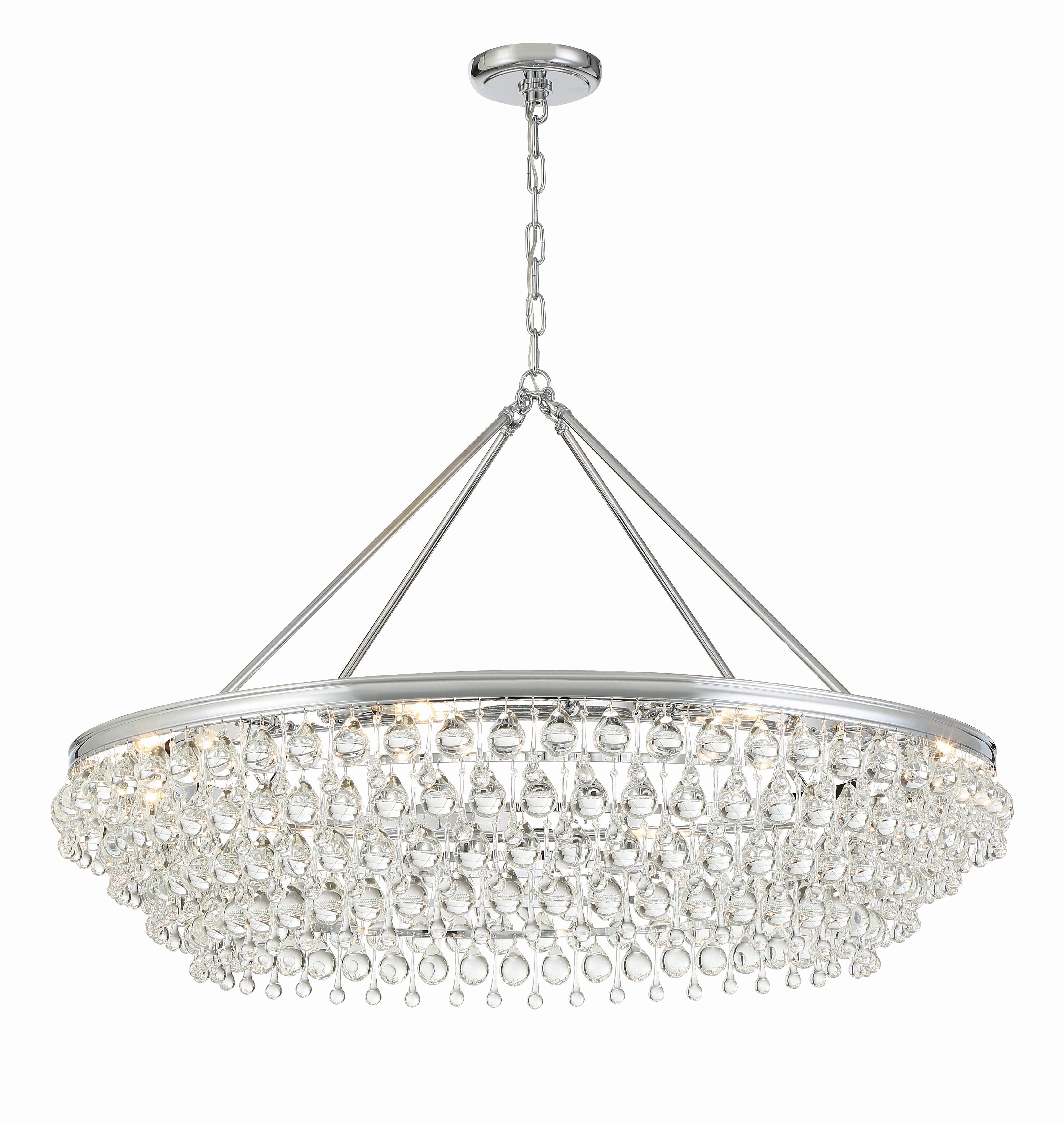 Calypso 40'' Crystal Teardrop Polished Chrome Chandelier