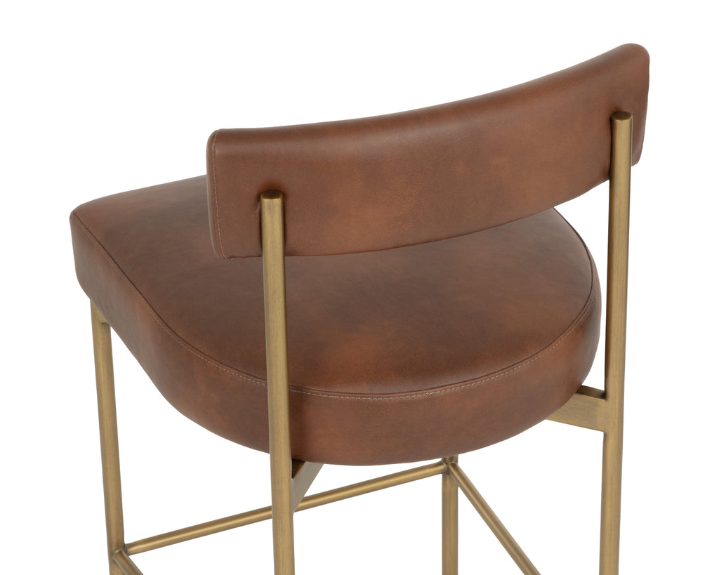 Seneca Counter Stool - Antique Brass - Bravo Cognac
