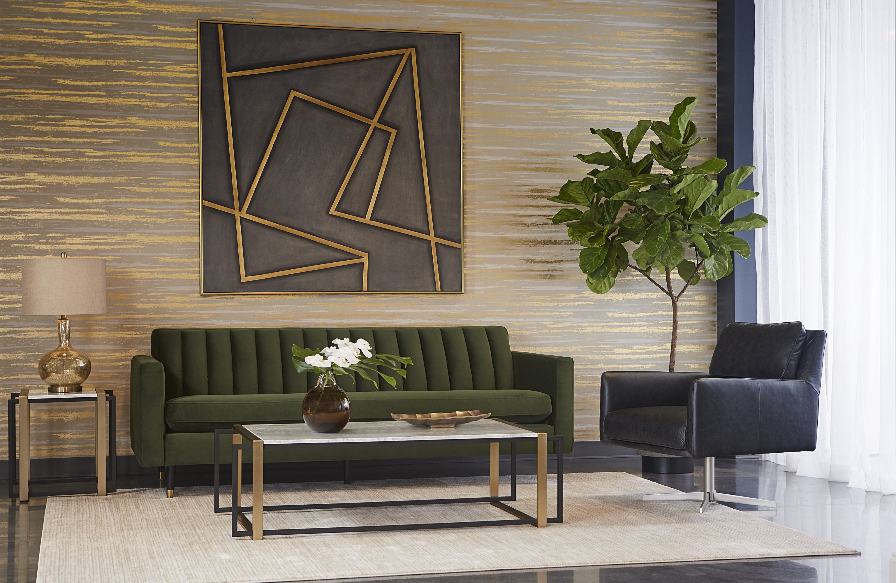 In A Maze - 60" X 60" - Gold Floater Frame