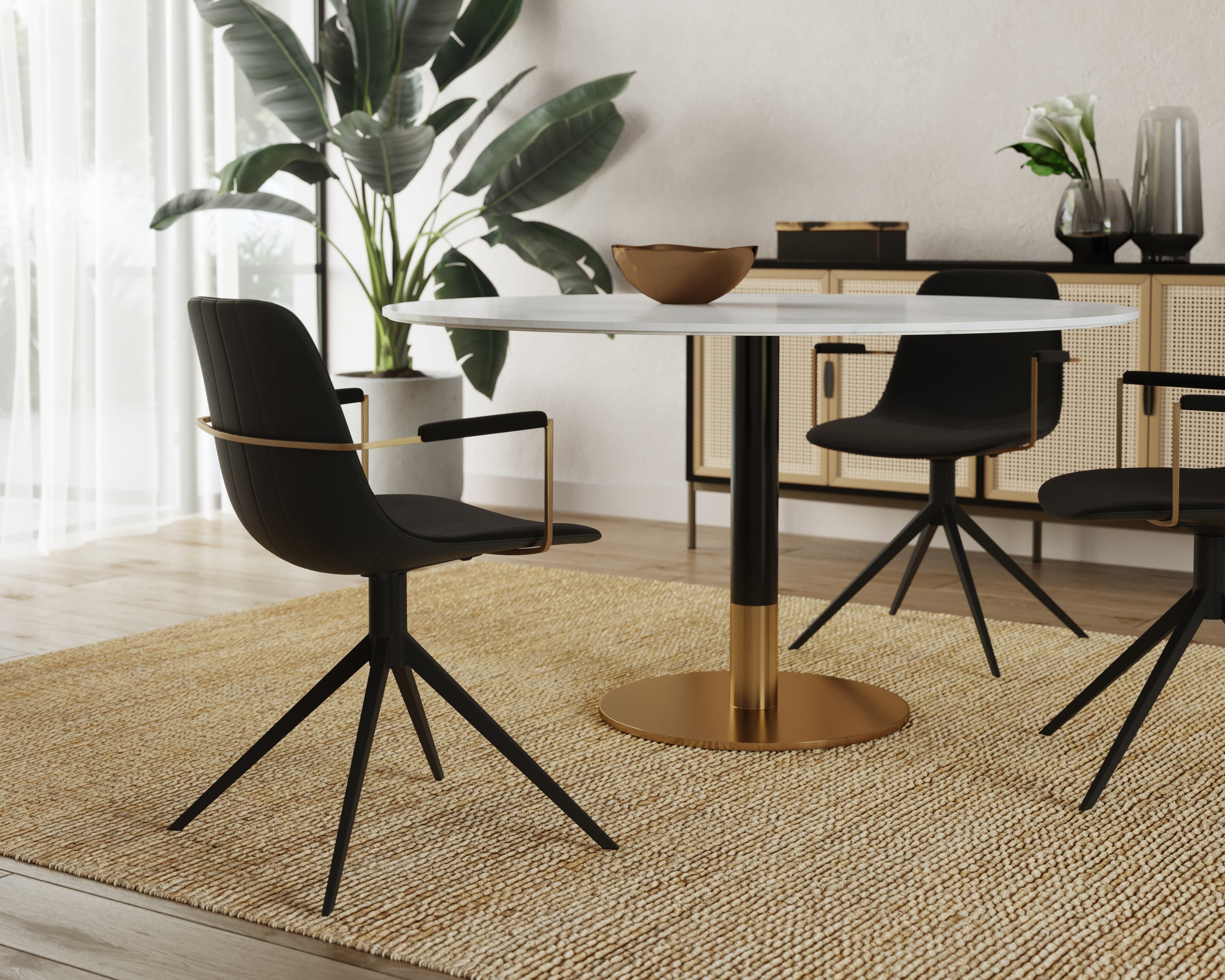 Avida Sideboard - Large - Gold - Black/Natural