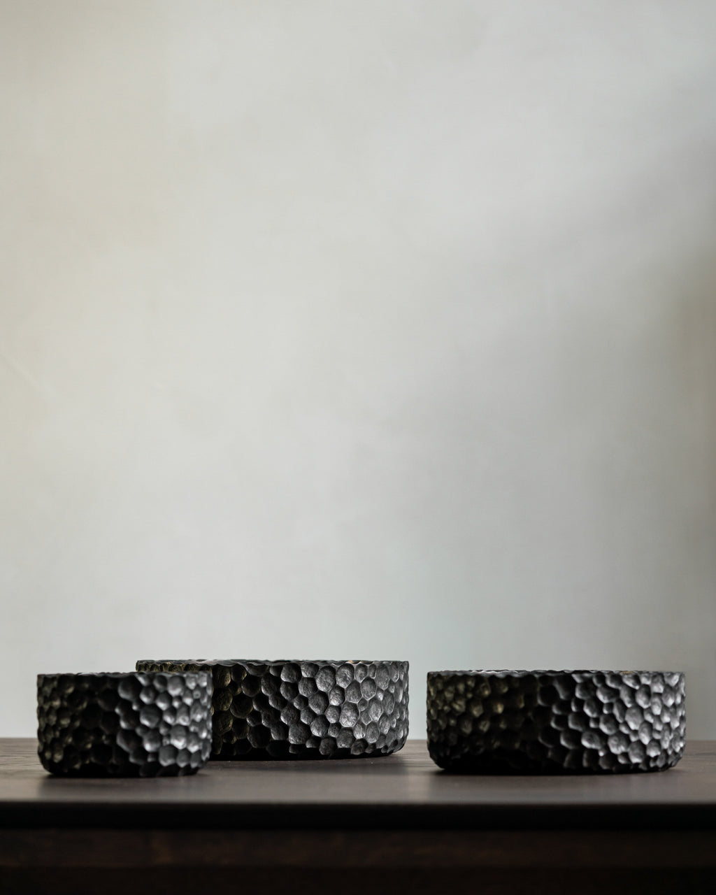 Chopped Bowls | Varnished Mahogany | Black | Set Of 3