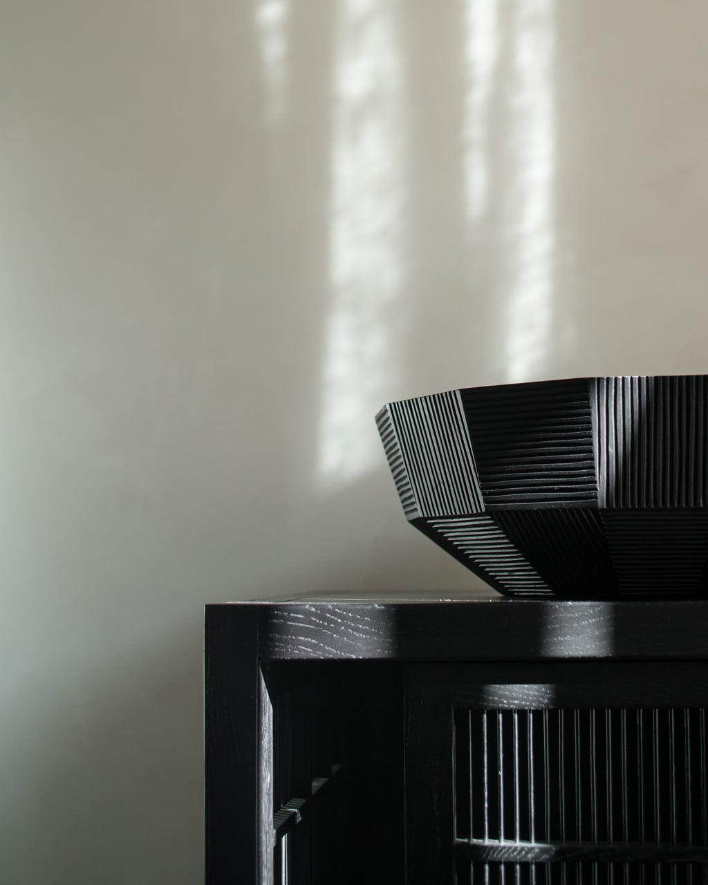 Striped Bowl | Varnished Mahogany | Black