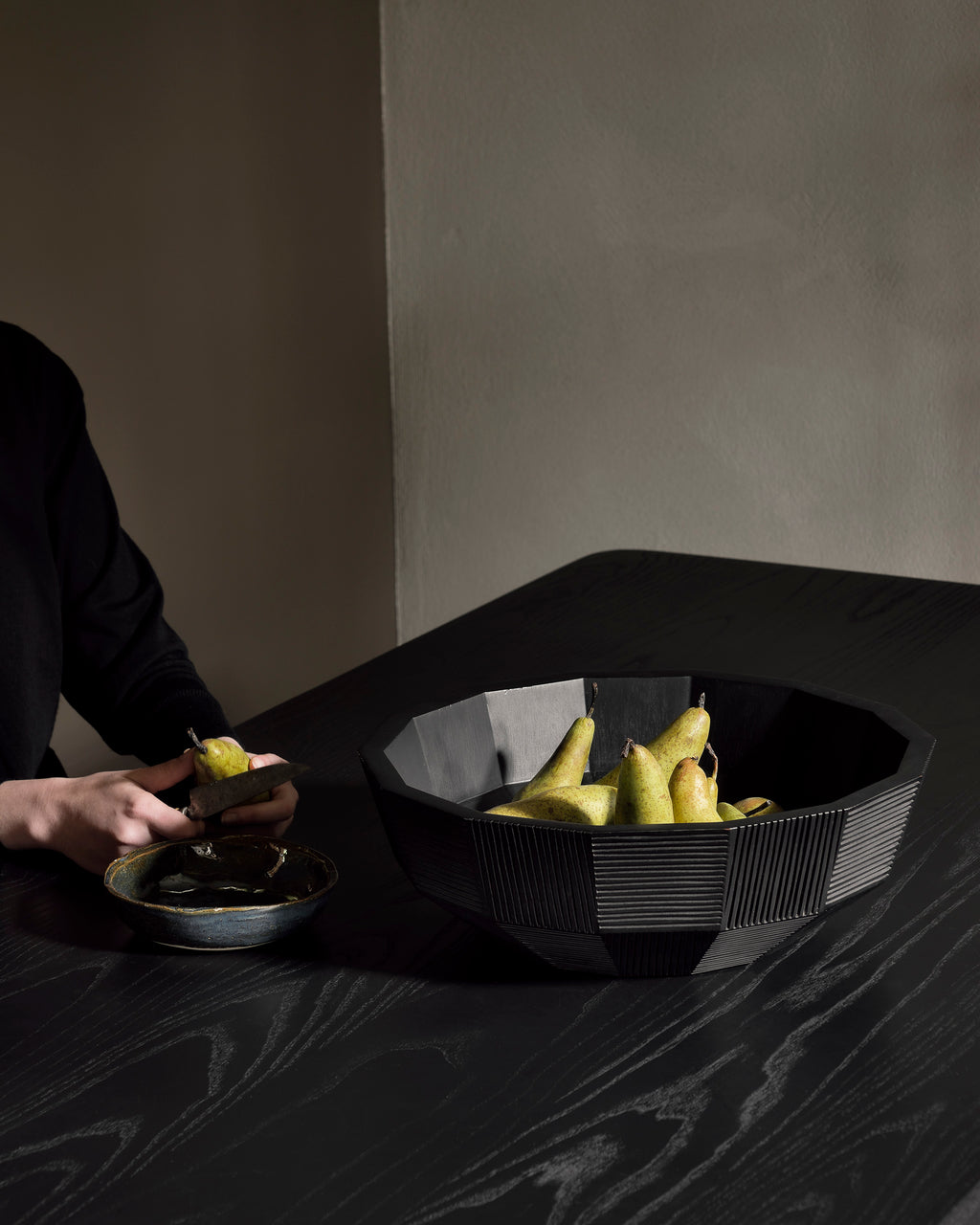 Striped Bowl | Varnished Mahogany | Black
