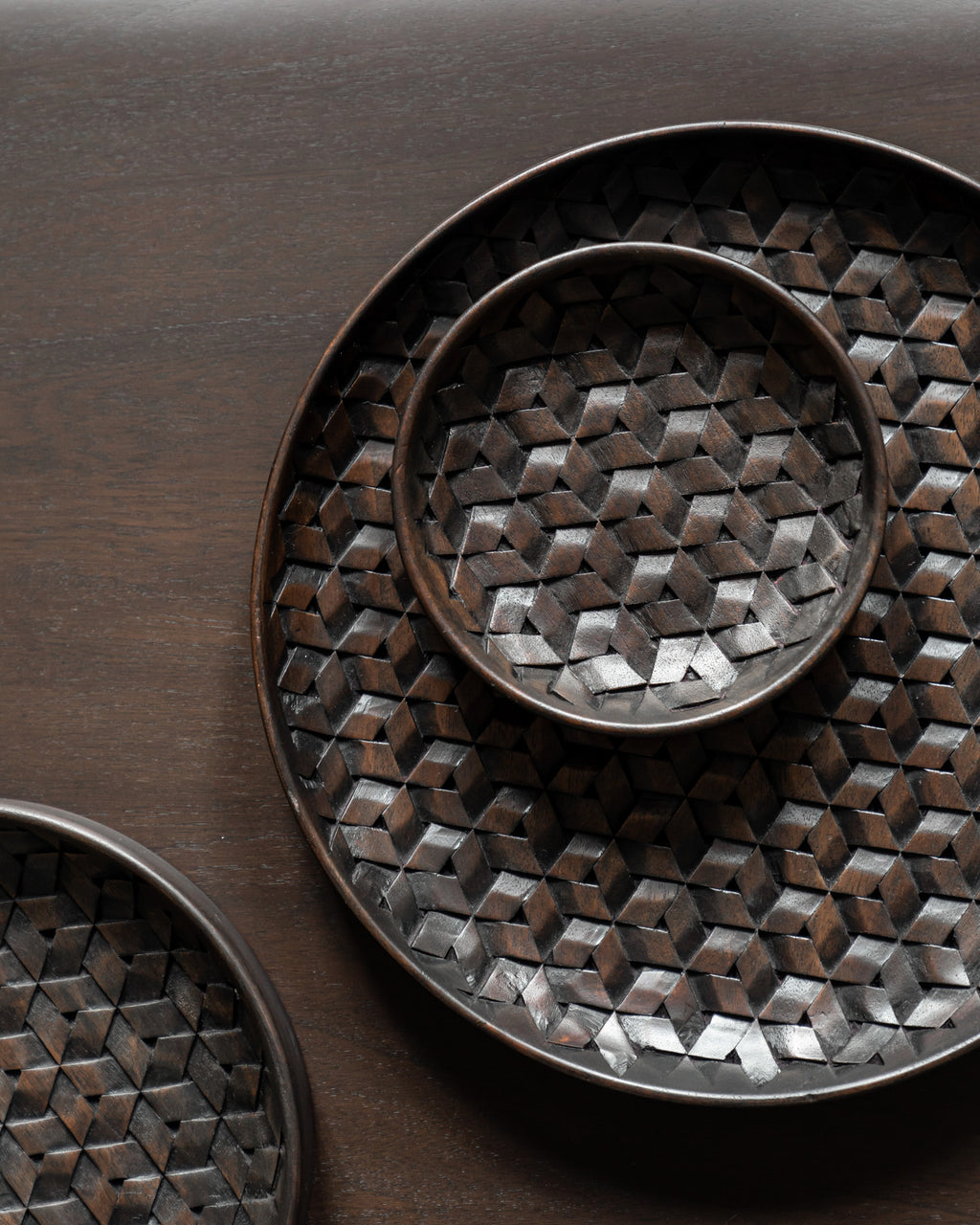 Tampa Boards | Varnished Mahogany | Dark Brown | Set Of 3