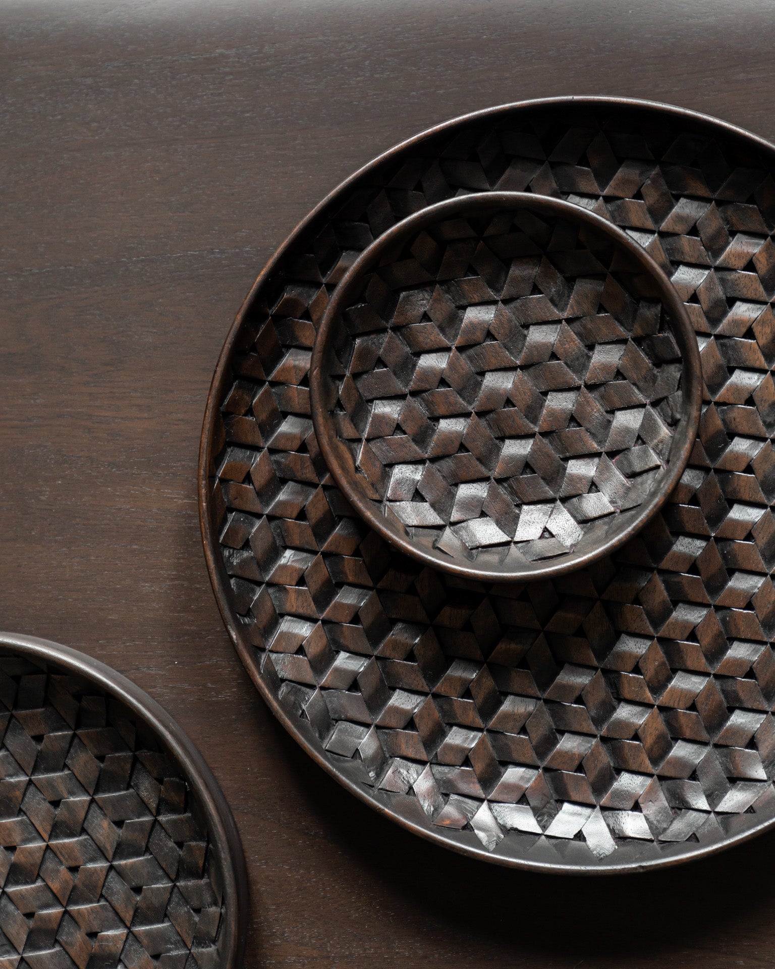 Tampa Boards | Varnished Mahogany | Dark Brown | Set Of 3