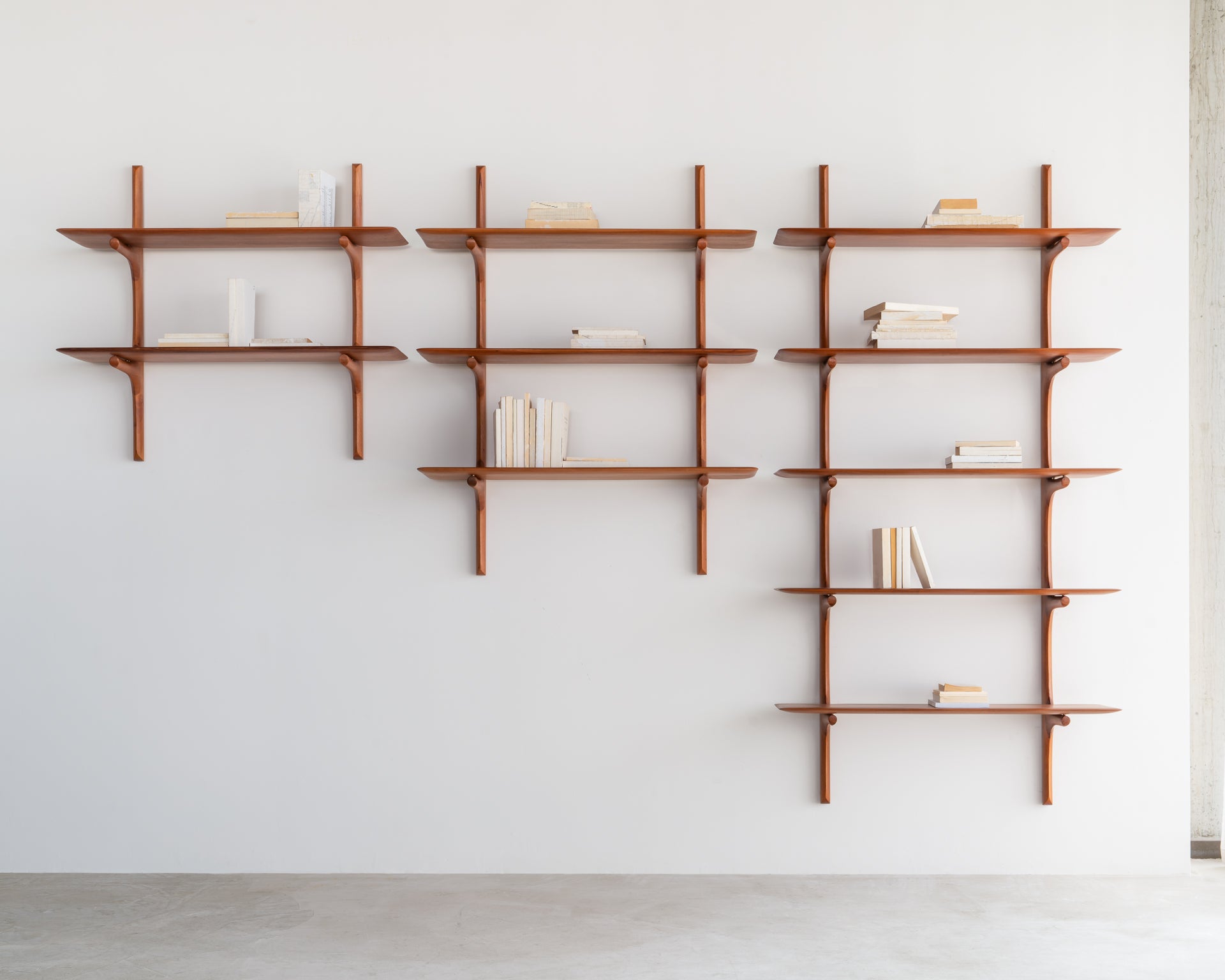 Pi Wall Shelf | Varnished Mahogany | 3 Shelves