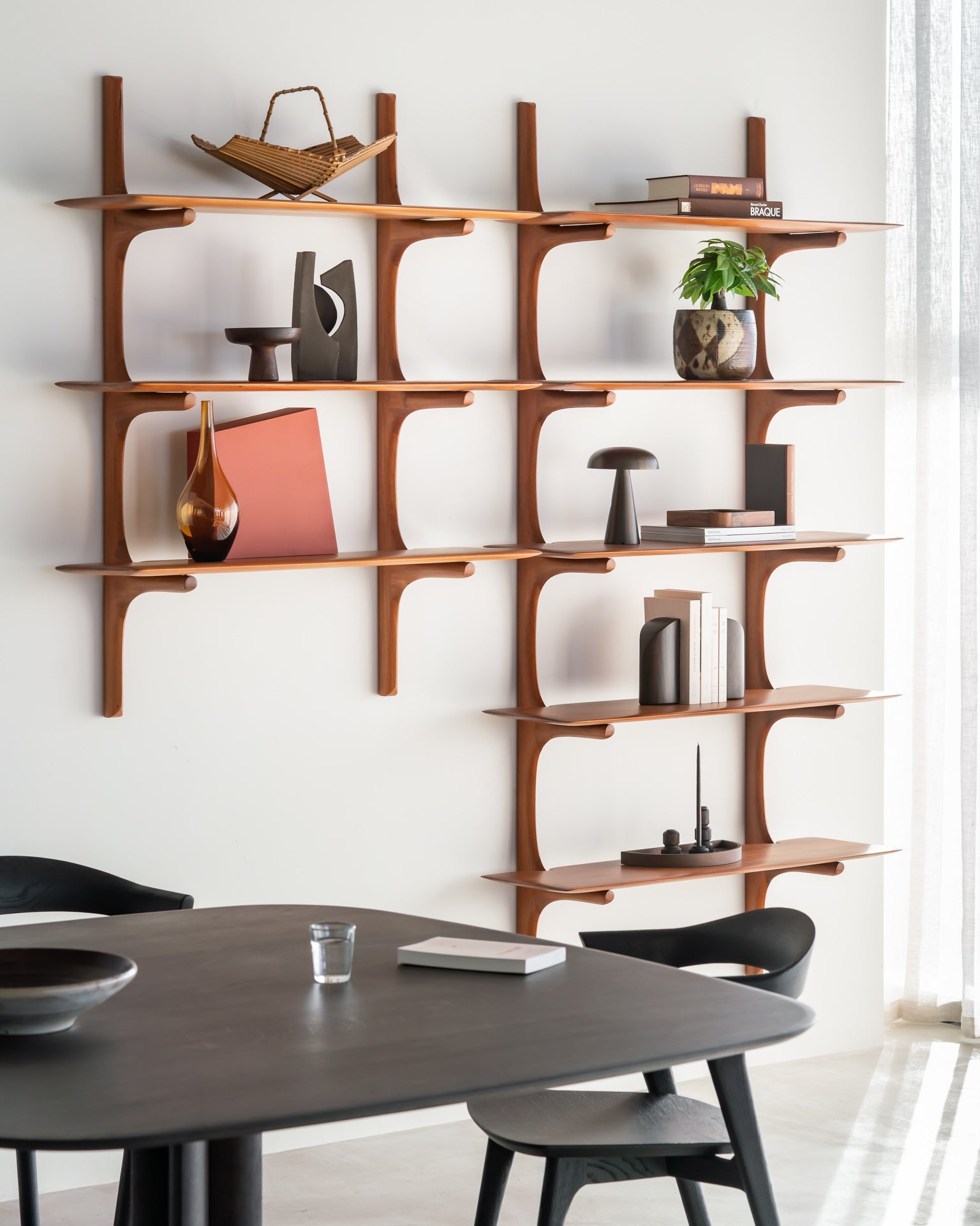 Pi Wall Shelf | Varnished Mahogany | 3 Shelves
