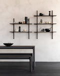 Pi Wall Shelf | Varnished Mahogany | Dark Brown | 2 Shelves