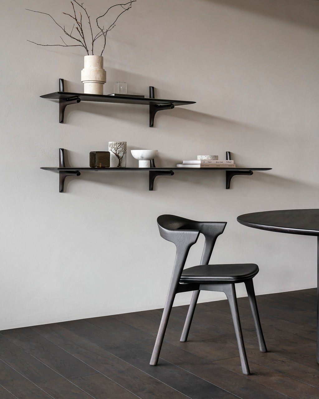 Pi Wall Shelf | Varnished Mahogany | Dark Brown | 1 Shelf | 66" X 14"