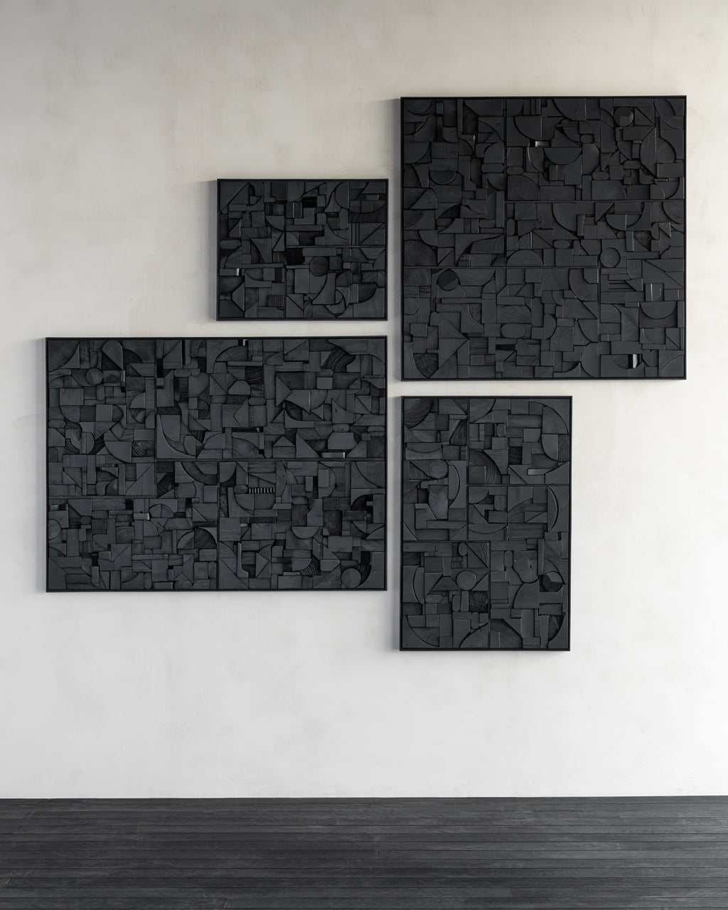 Bricks Wall Art | Varnished Wood | Black | Wooden Frame | Rectangular