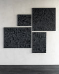 Bricks Wall Art | Varnished Wood | Black | Wooden Frame | Rectangular