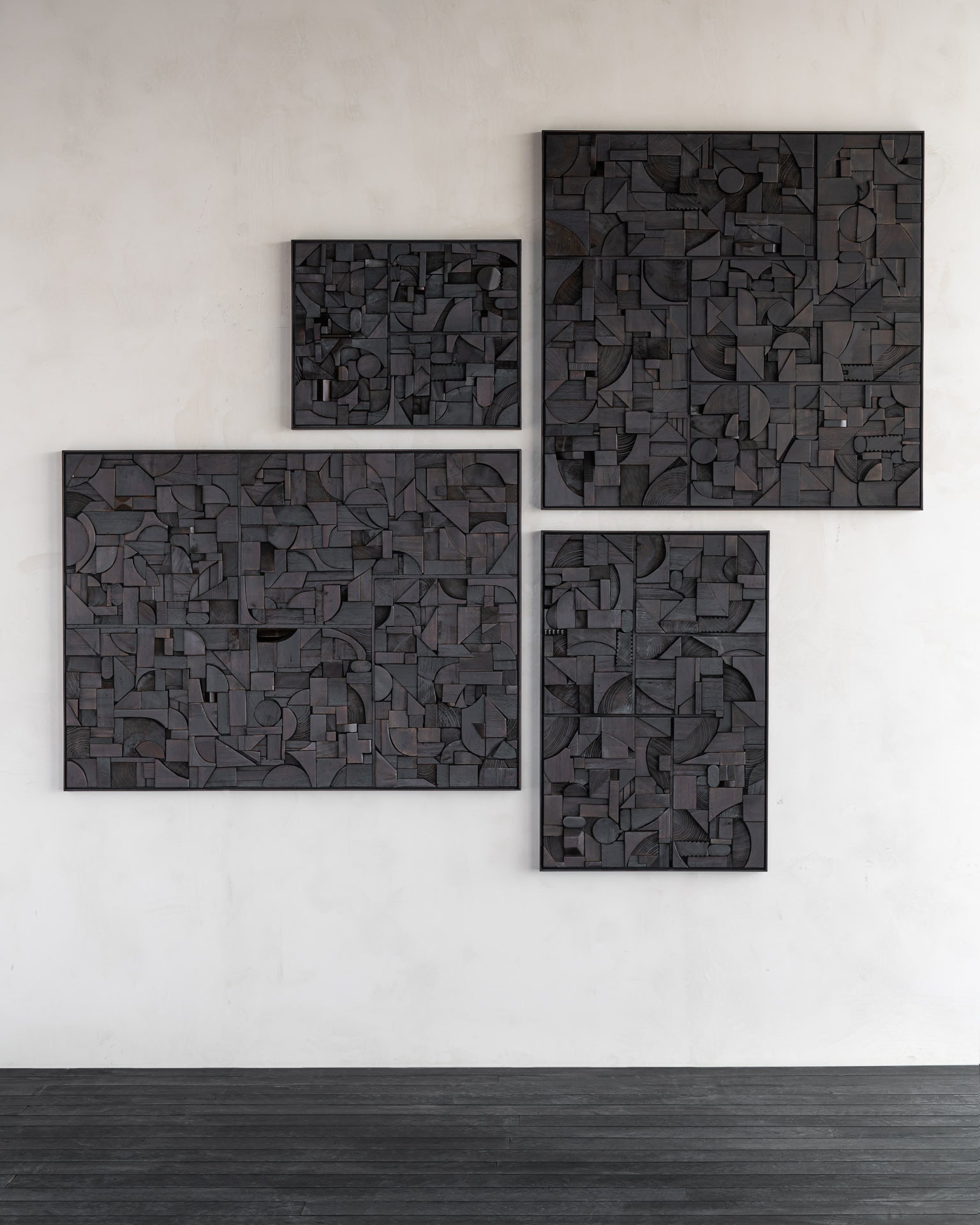 Bricks Wall Art | Varnished Wood | Dark Brown | Wooden Frame | Rectangular
