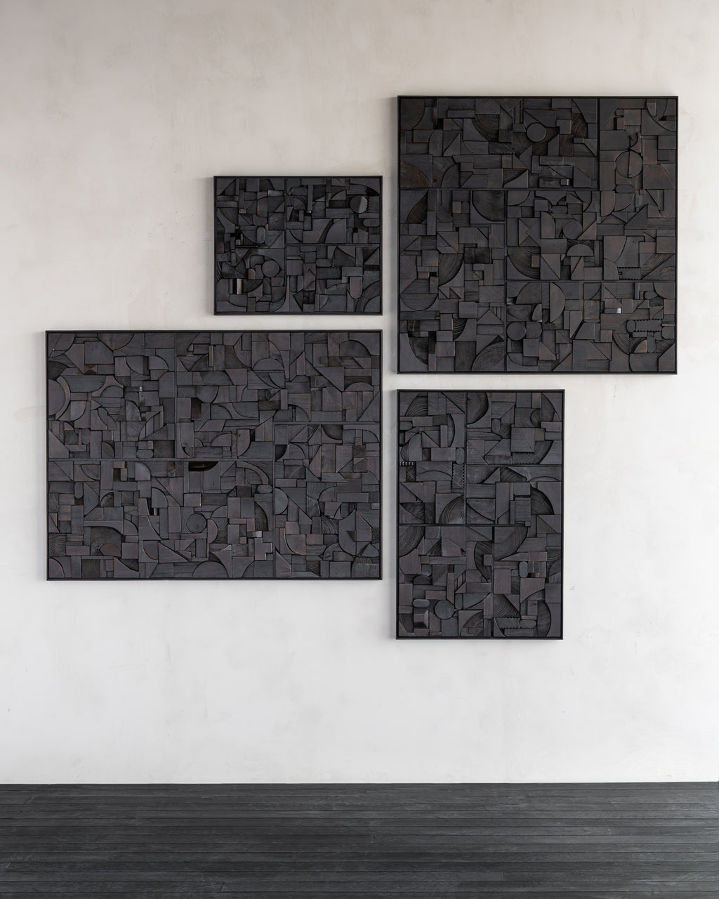 Bricks Wall Art | Varnished Wood | Dark Brown | Wooden Frame | Square