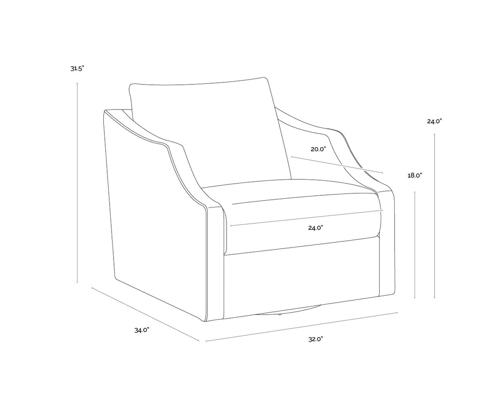Orwell Swivel Lounge Chair - Cognac Leather