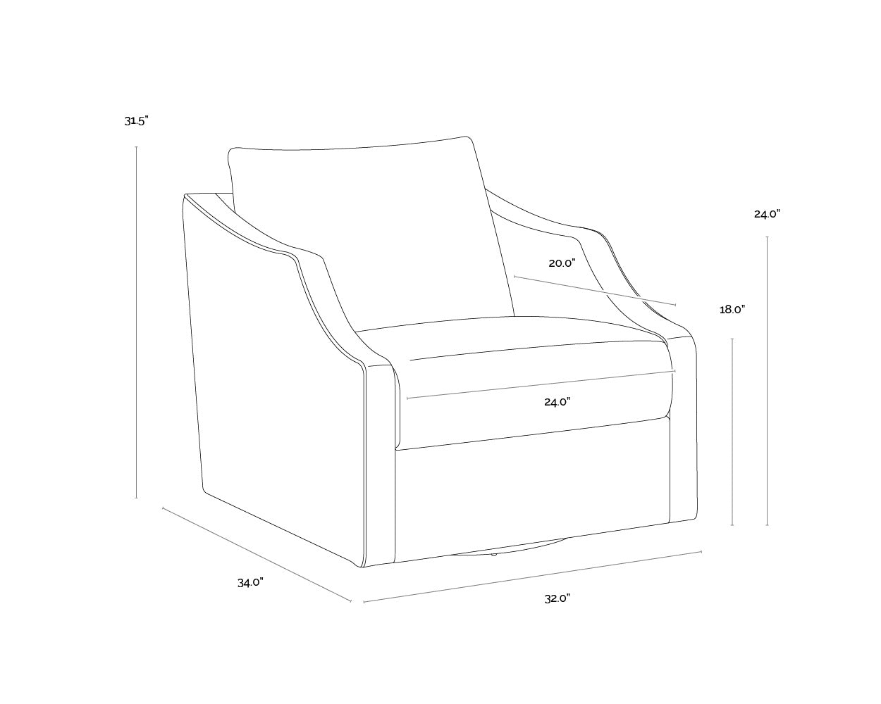 Orwell Swivel Lounge Chair - Cognac Leather