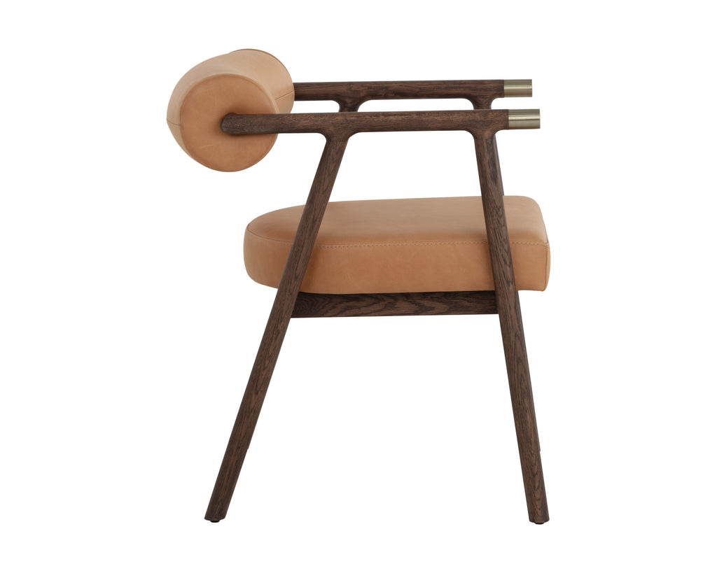Sova Dining Armchair - Antique Brown - Sahara Camel Leather