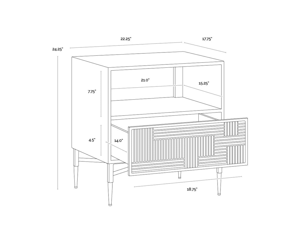 Markwood Nightstand - Brass - Dark Brown