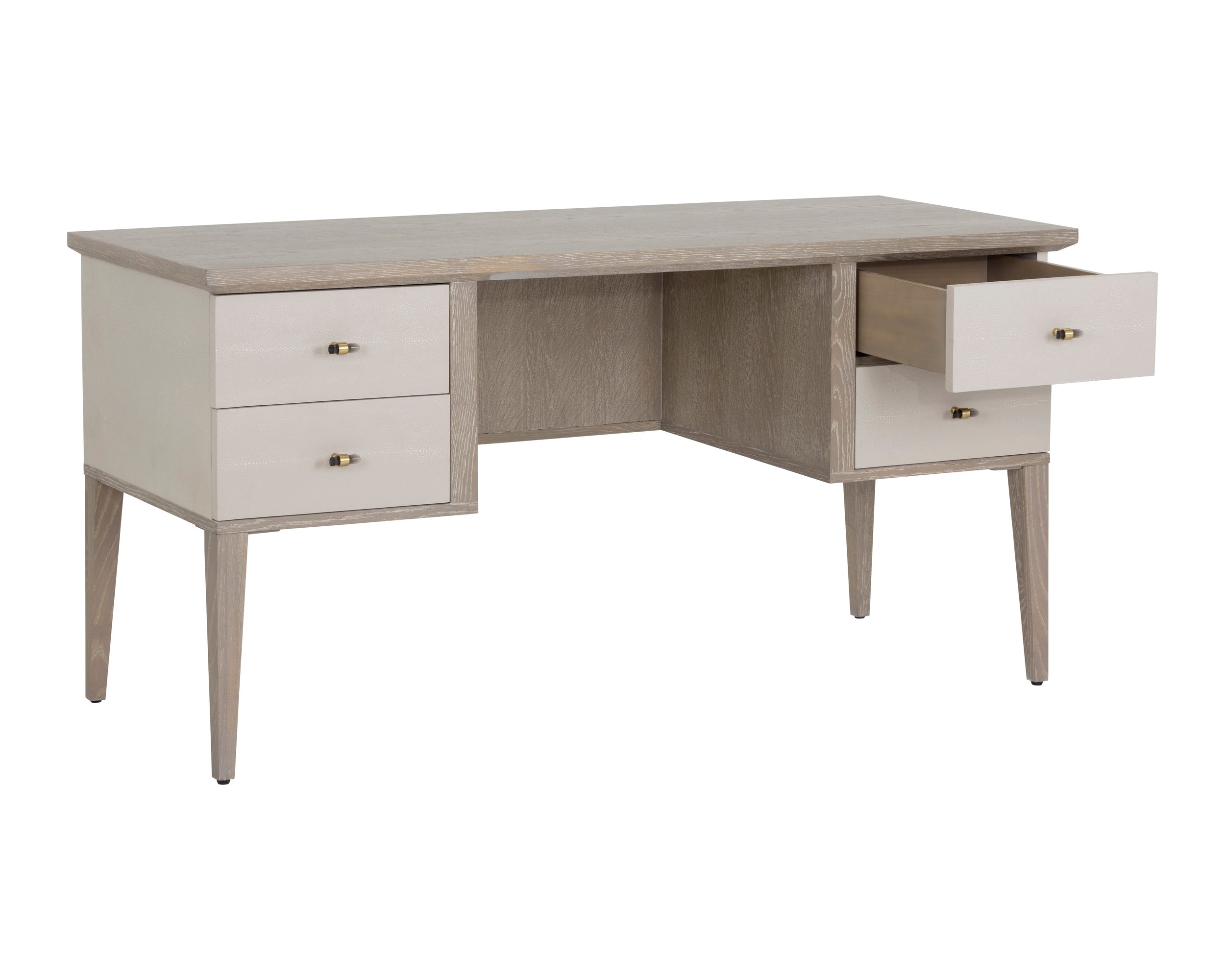 Pattinson Desk - White Ceruse - Oyster Shagreen