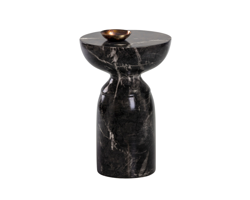 Goya End Table - Marble Look - Black