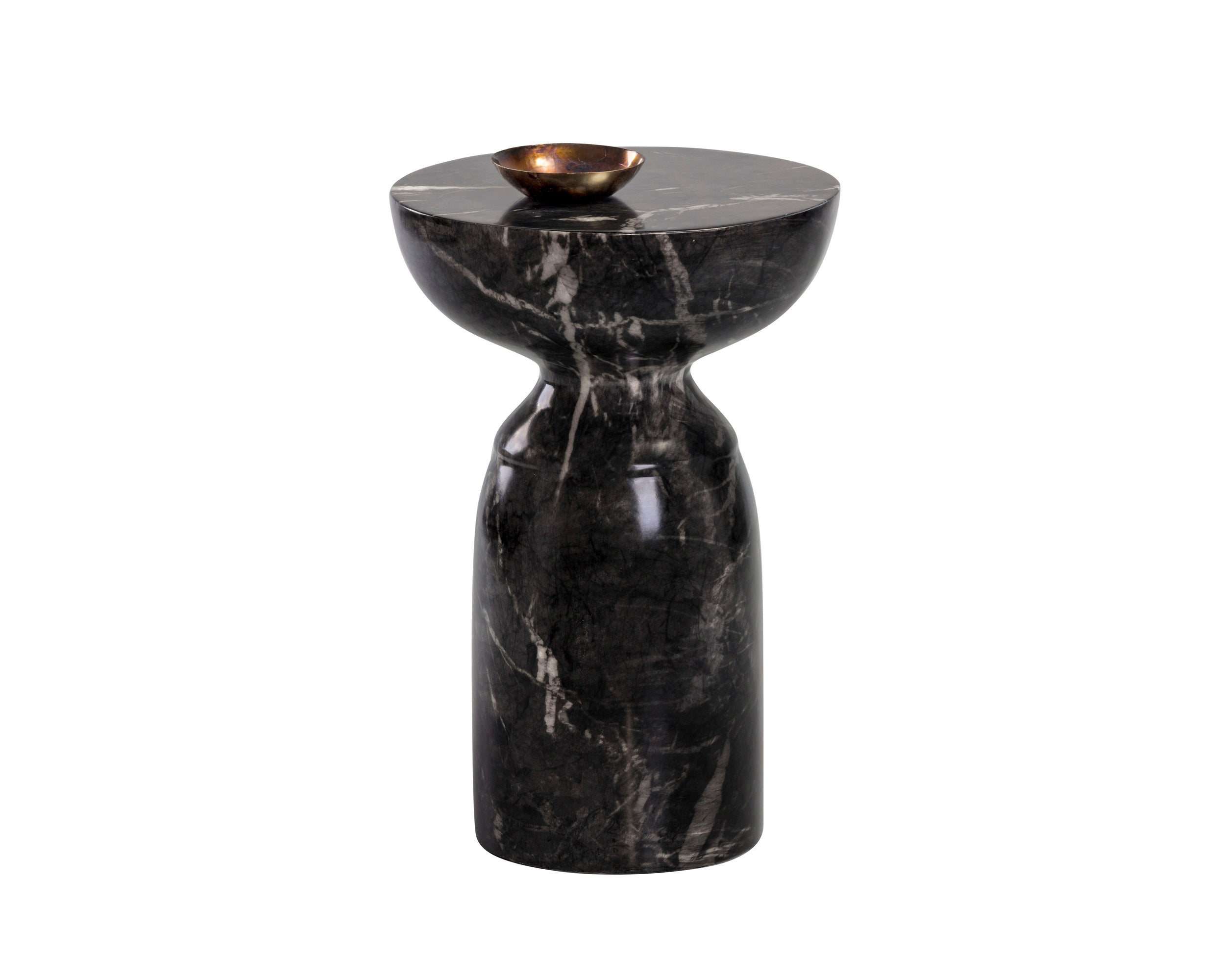 Goya End Table - Marble Look - Black