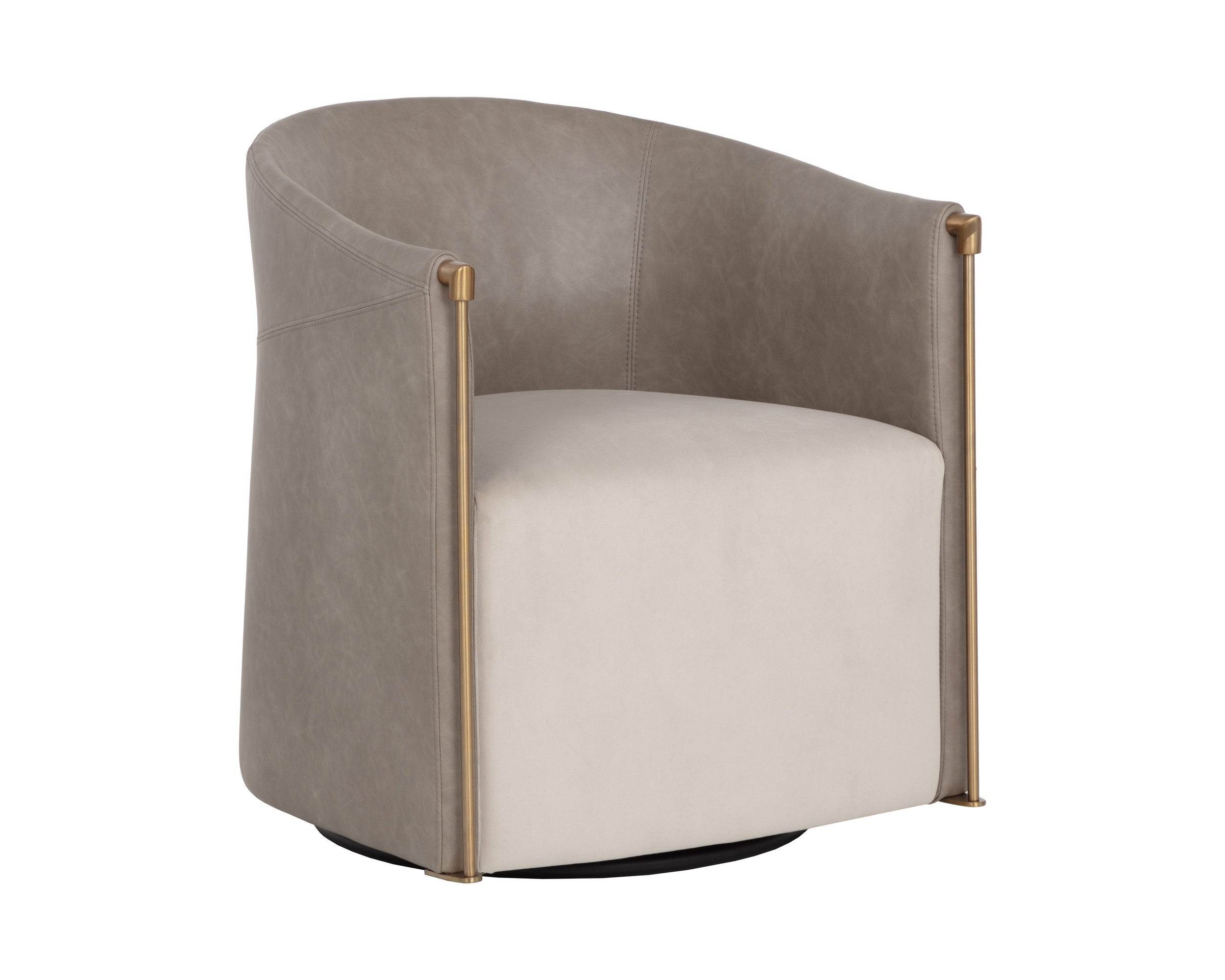 Leontine Swivel Lounge Chair - Meg Taupe / Ivanhoe Mineral