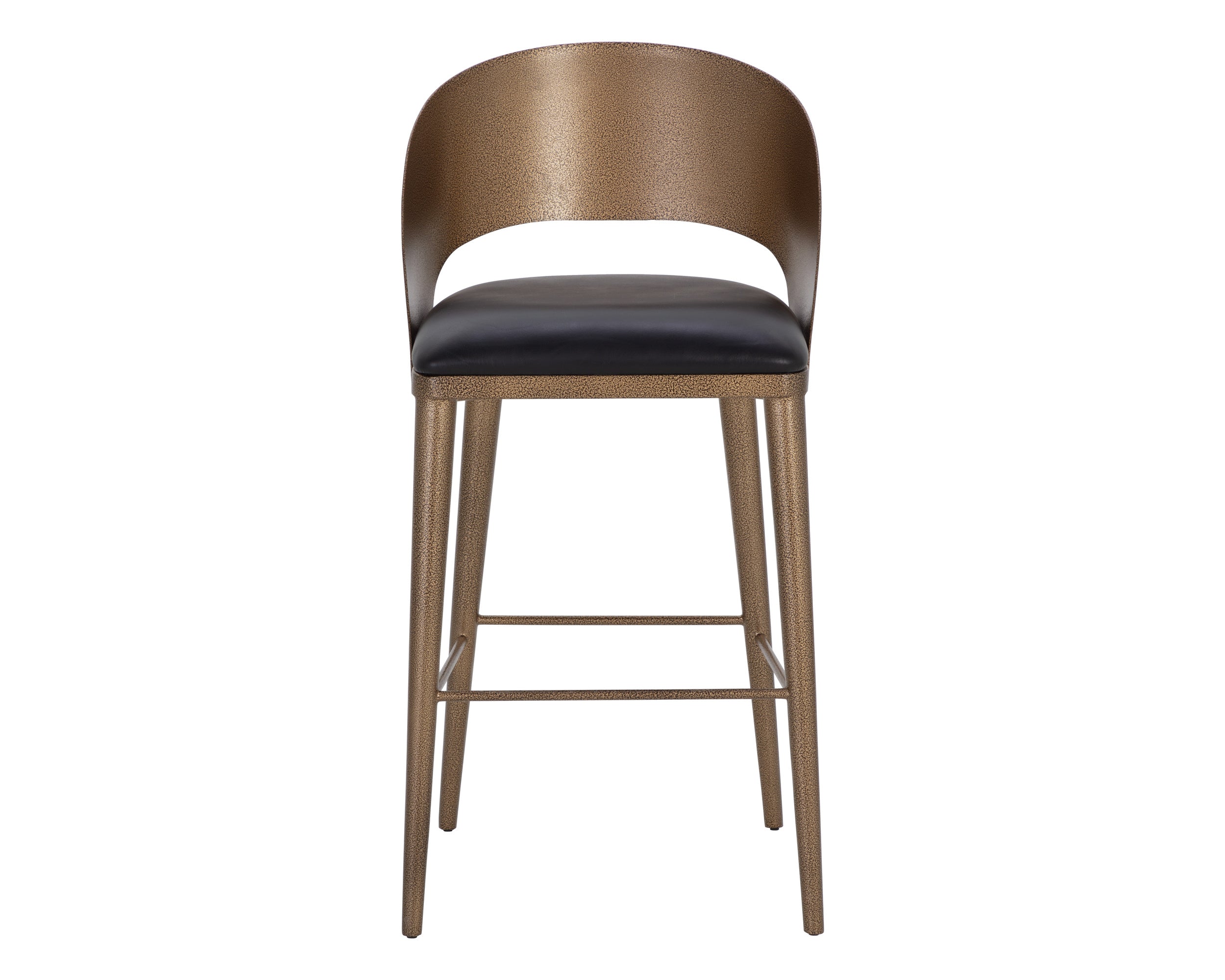 Dezirae Barstool - Antique Brass - Charcoal Black Leather