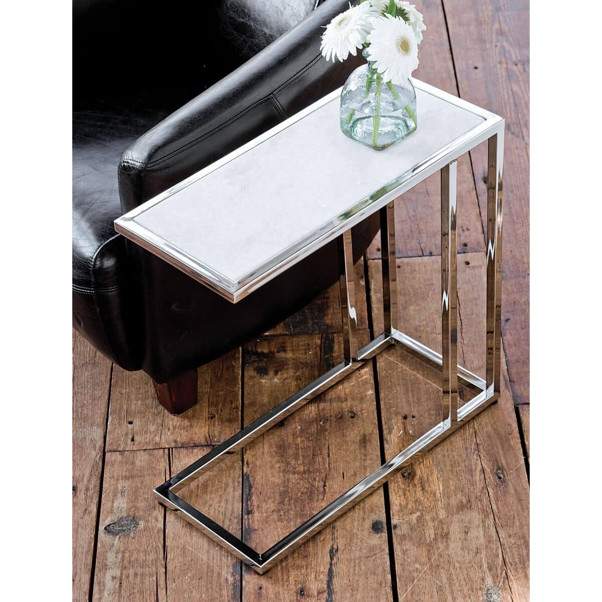 Echelon Sofa Hugger Table | Polished Nickel