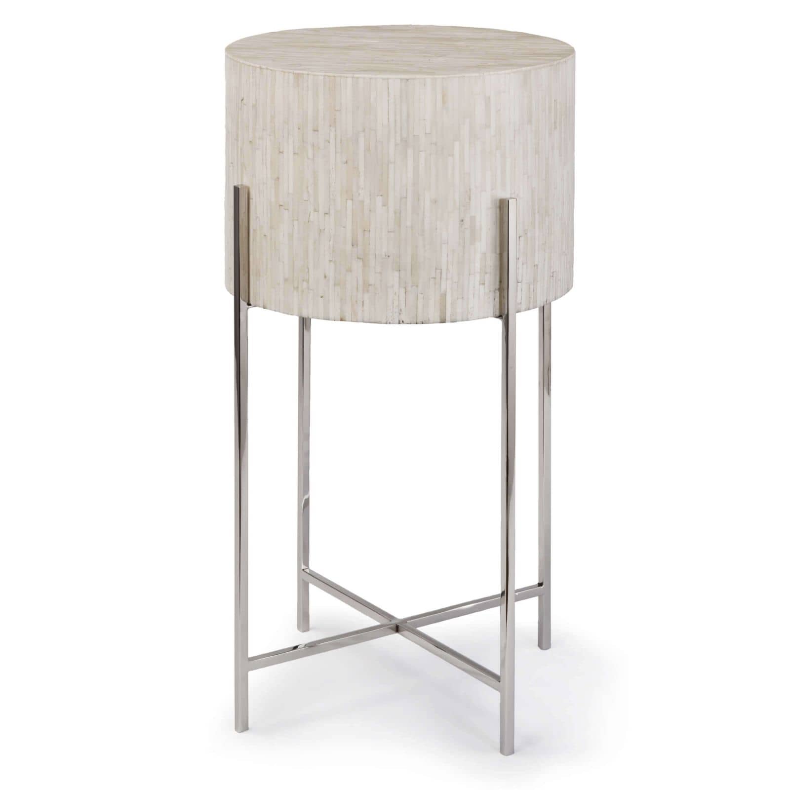 Bone Drum Table | Polished Nickel