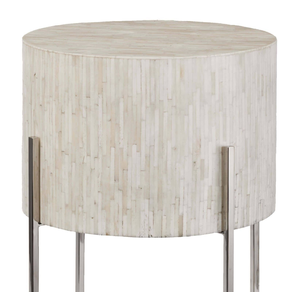 Bone Drum Table | Polished Nickel