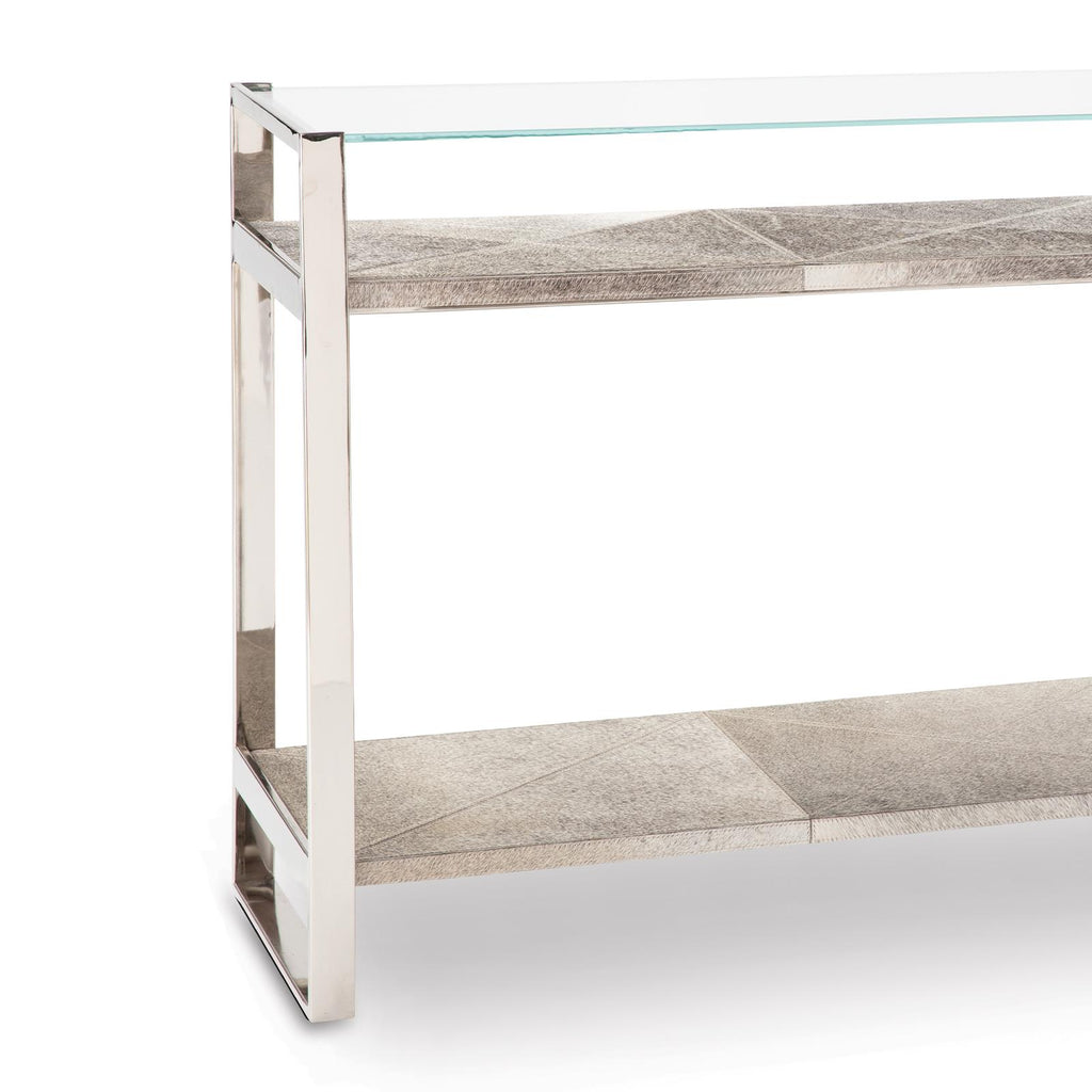 Andres Hair on Hide Console Large | Polished Nickel
