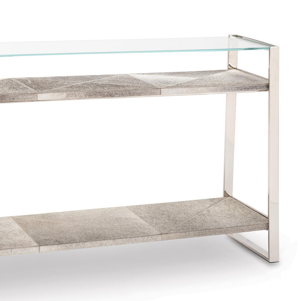 Andres Hair on Hide Console Large | Polished Nickel