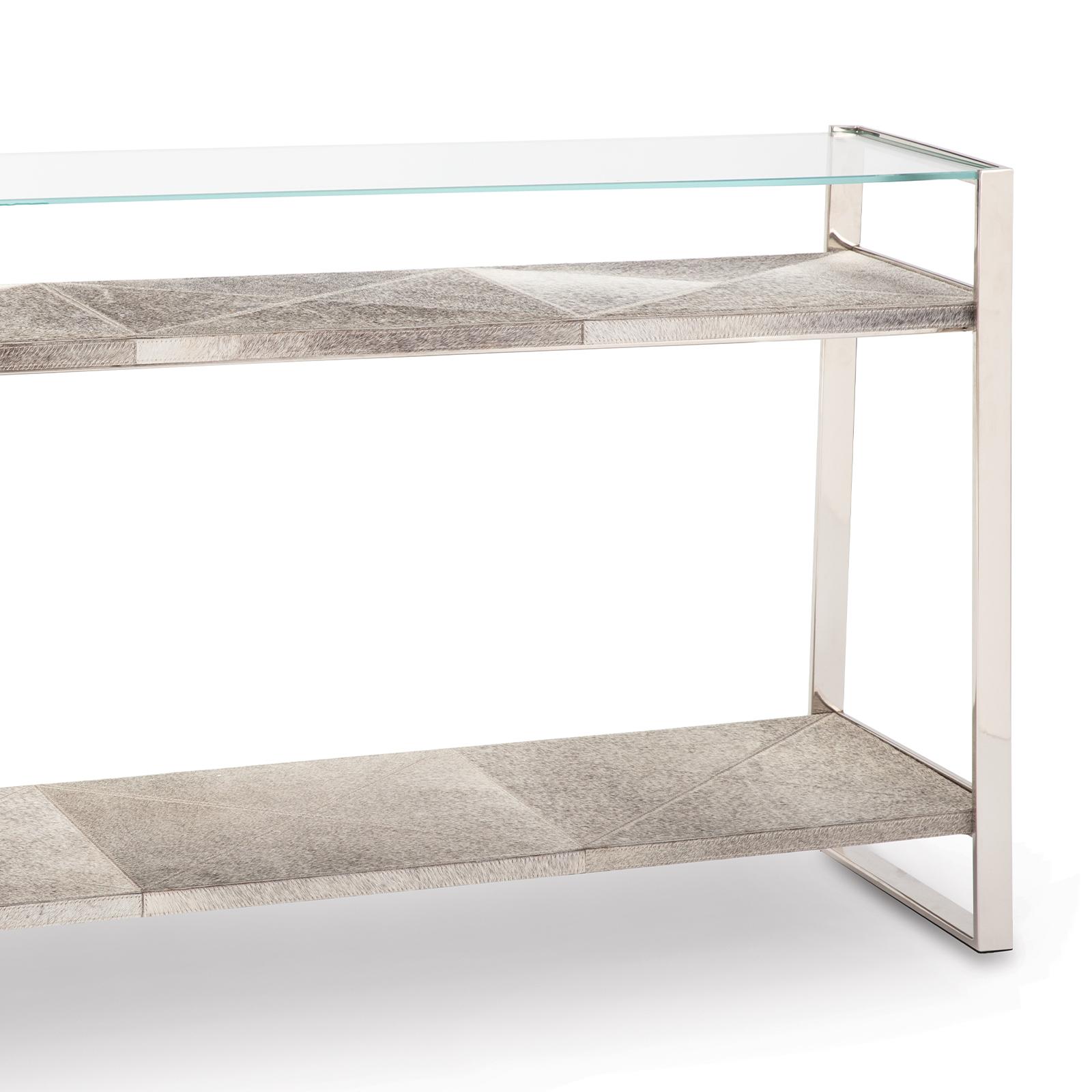 Andres Hair on Hide Console Large | Polished Nickel